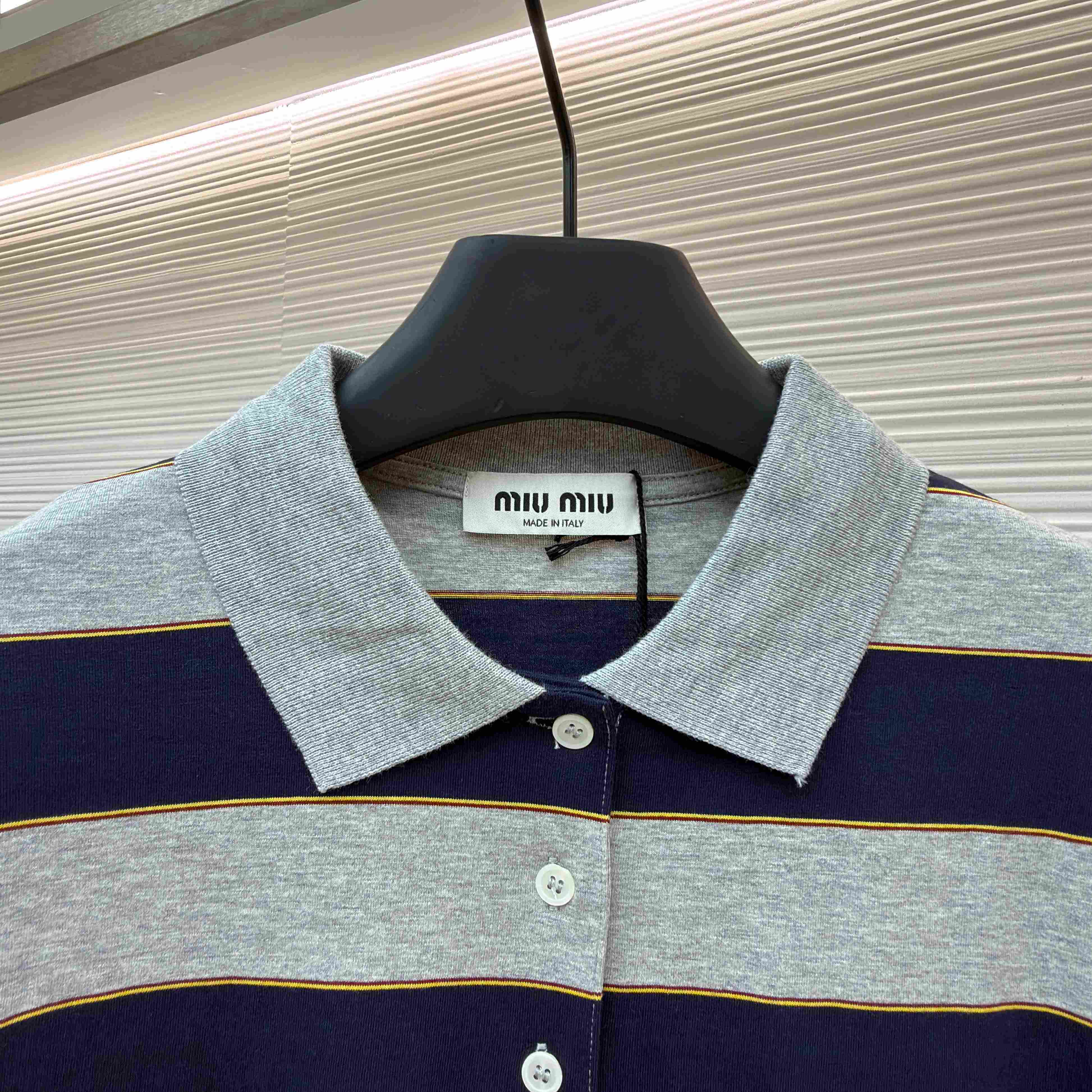 Miu Miu Striped Jersey Polo Shirt - DesignerGu