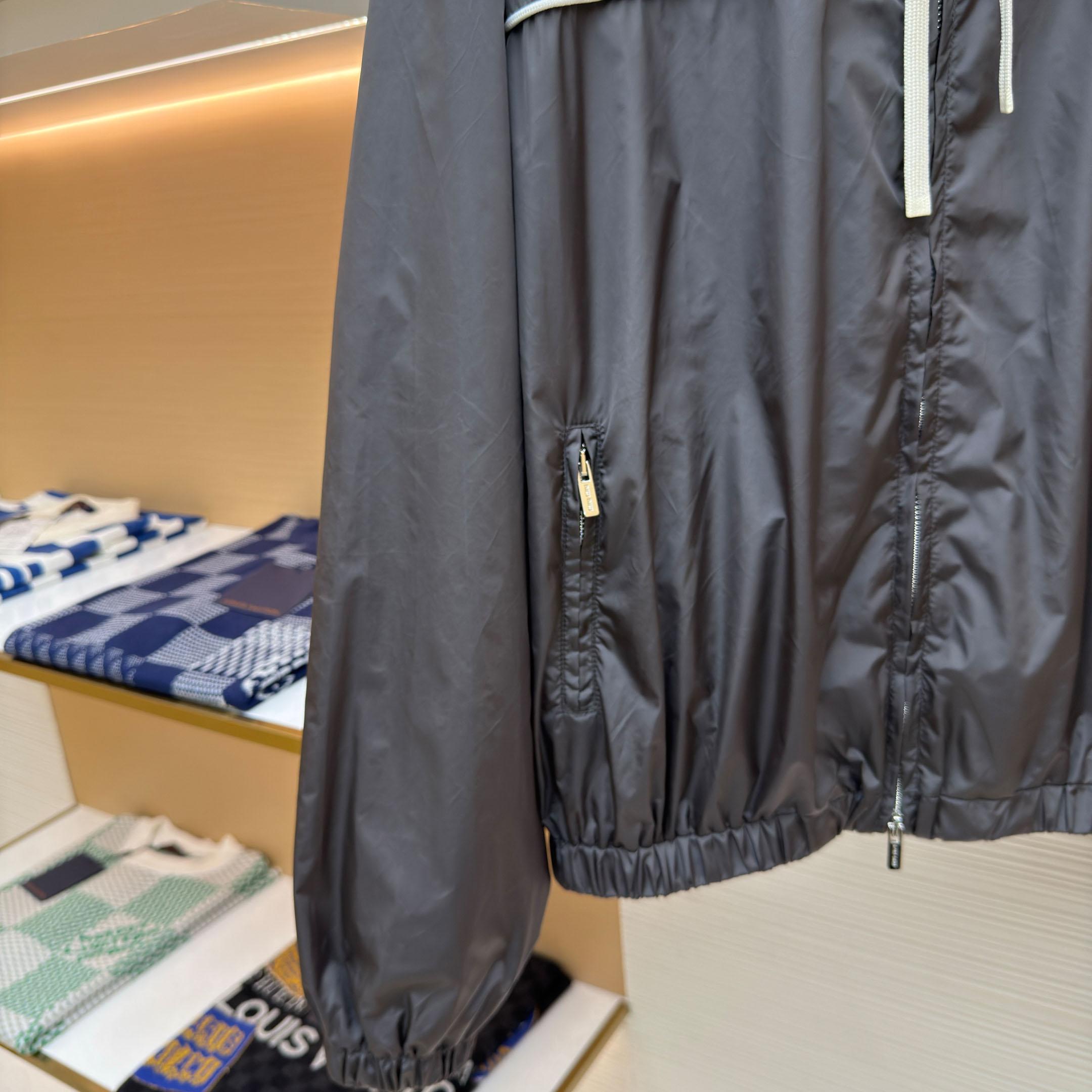 Miu Miu Gray Technical Silk Zipper Jacket - DesignerGu