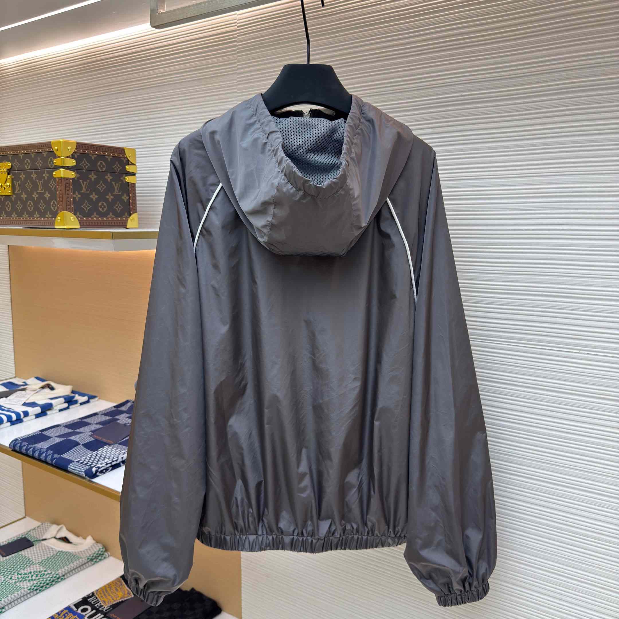 Miu Miu Gray Technical Silk Zipper Jacket - DesignerGu