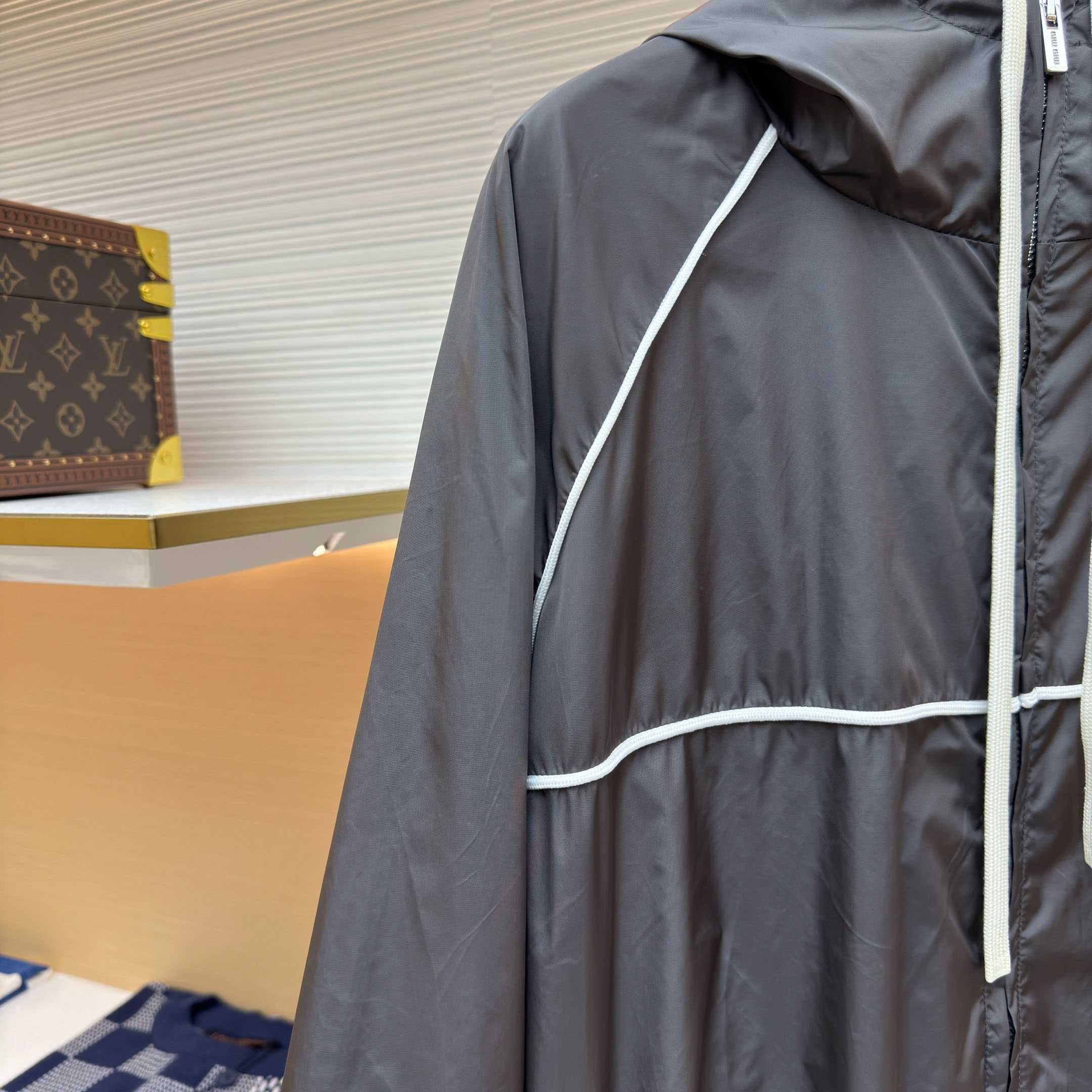 Miu Miu Gray Technical Silk Zipper Jacket - DesignerGu
