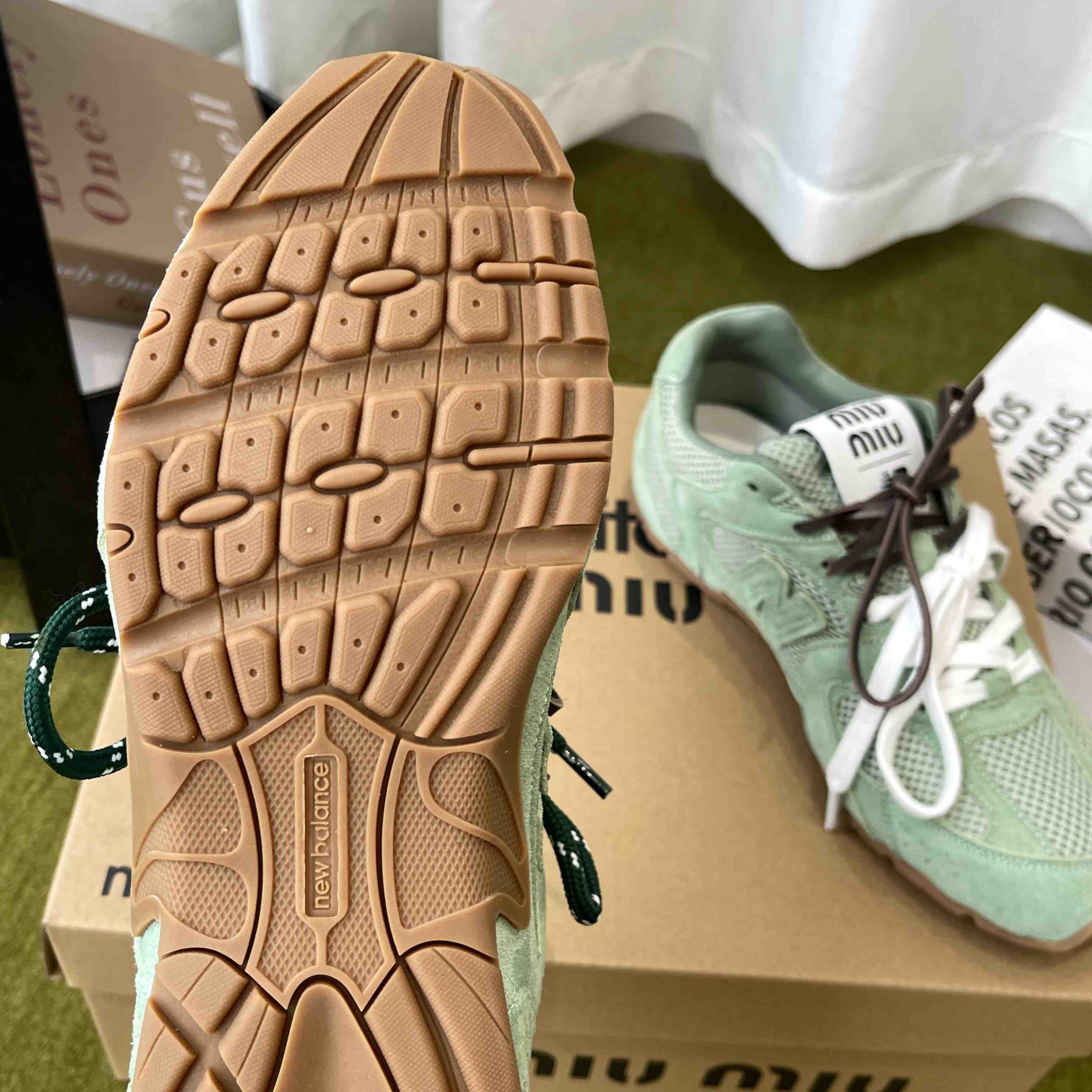 New Balance X Miu Miu 530 SL Suede And Mesh Sneakers - DesignerGu