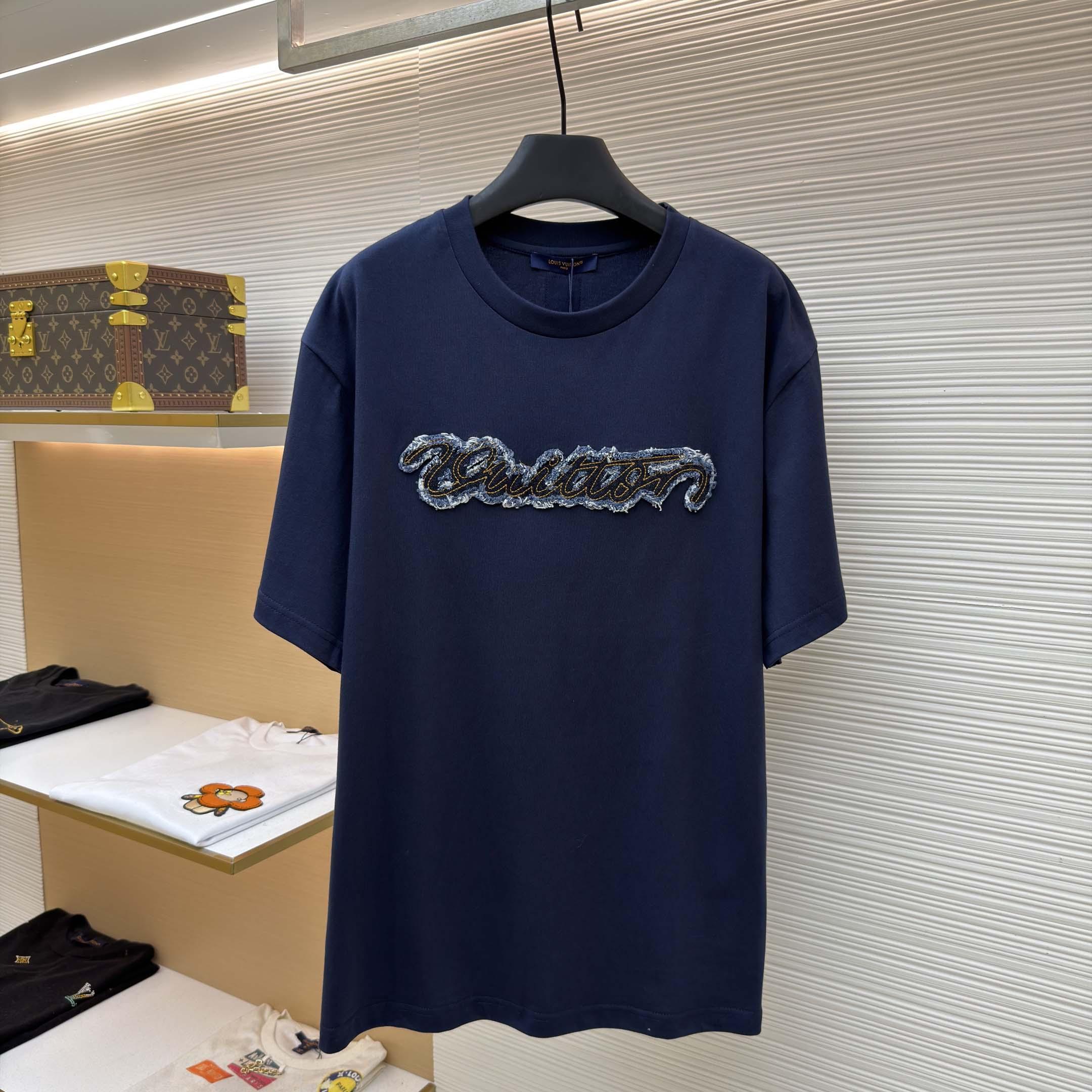 Louis Vuitton Denim Signature T-Shirt   1AK7HB - DesignerGu