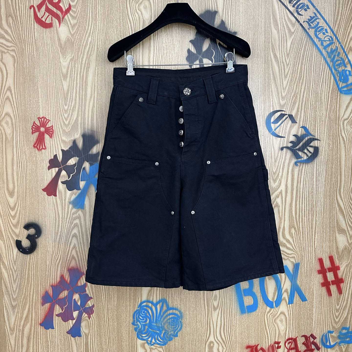 Chrome Hearts Double Knee Cross Patch Shorts - DesignerGu