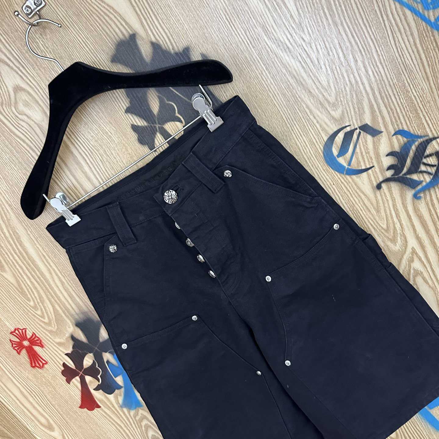 Chrome Hearts Double Knee Cross Patch Shorts - DesignerGu