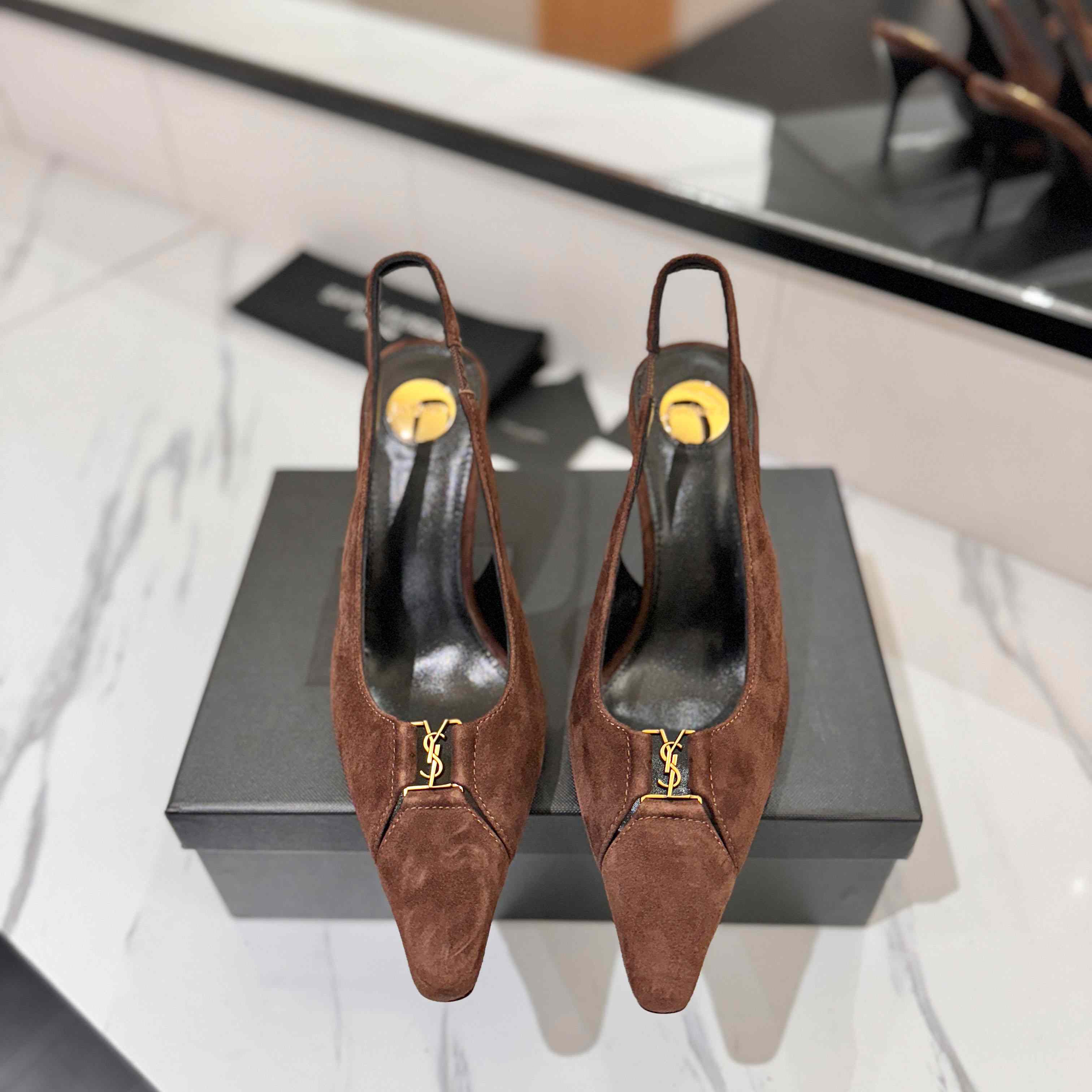 Saint Laurent Babylone Breteuil Slingback Pumps - DesignerGu