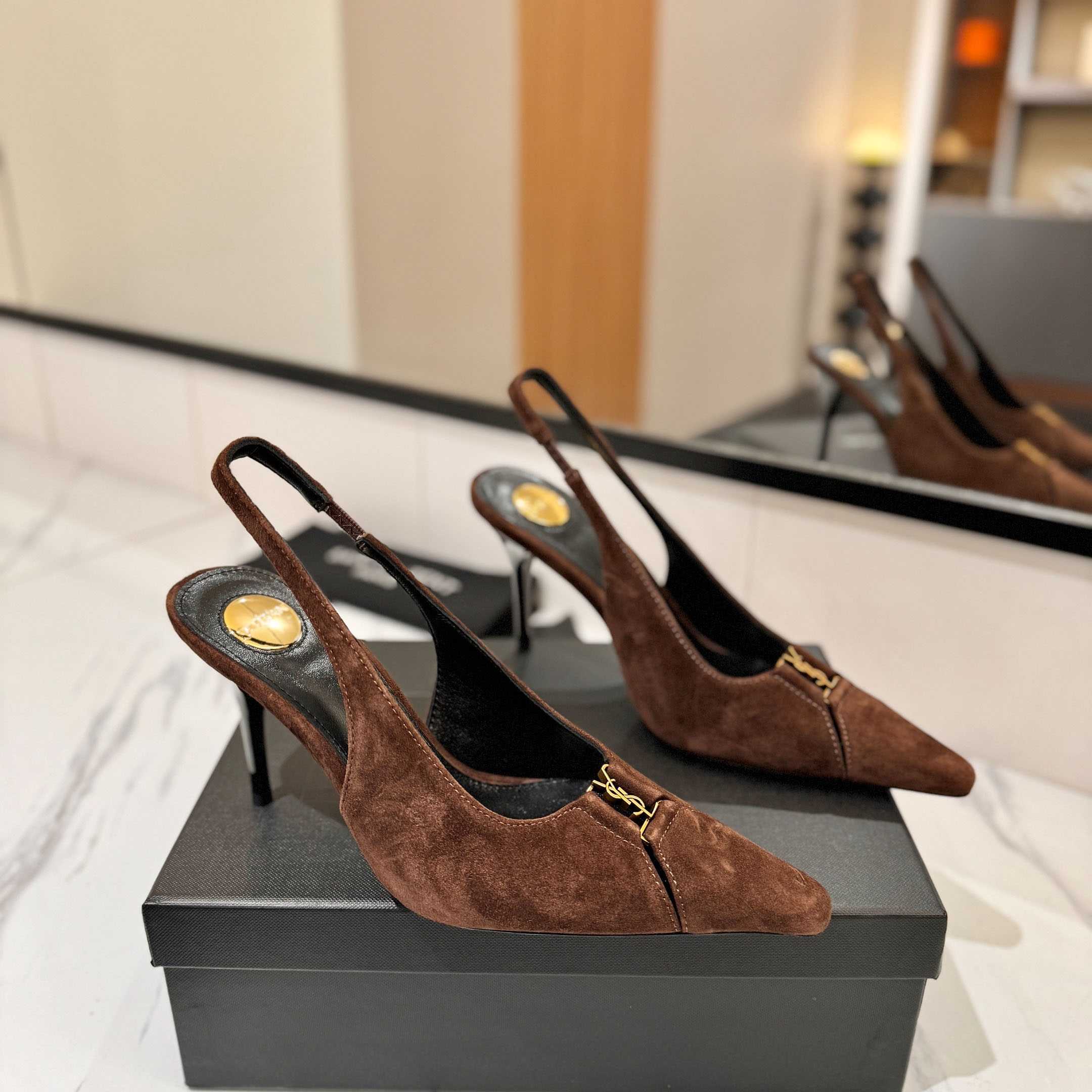 Saint Laurent Babylone Breteuil Slingback Pumps - DesignerGu