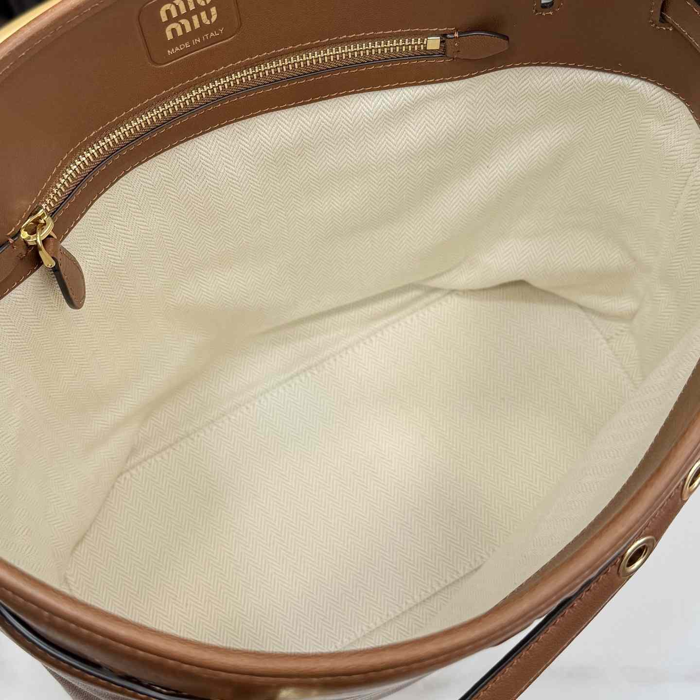 Miu Miu Aventure Nappa Leather Bucket Bag - DesignerGu