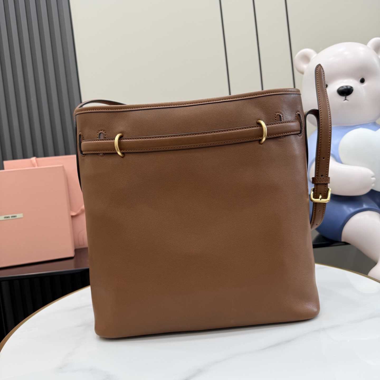 Miu Miu Aventure Nappa Leather Bucket Bag - DesignerGu