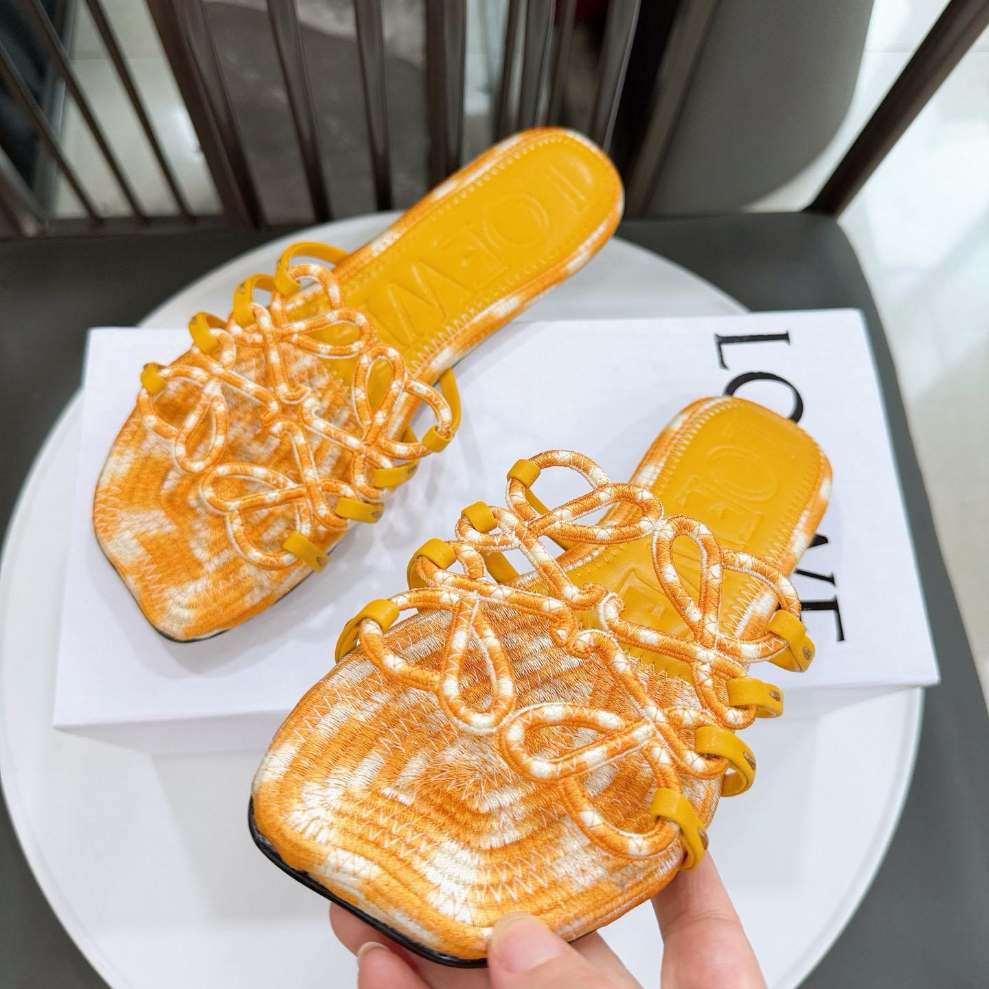 Loewe Petal Anagram Slide In Embroidered Canvas - DesignerGu