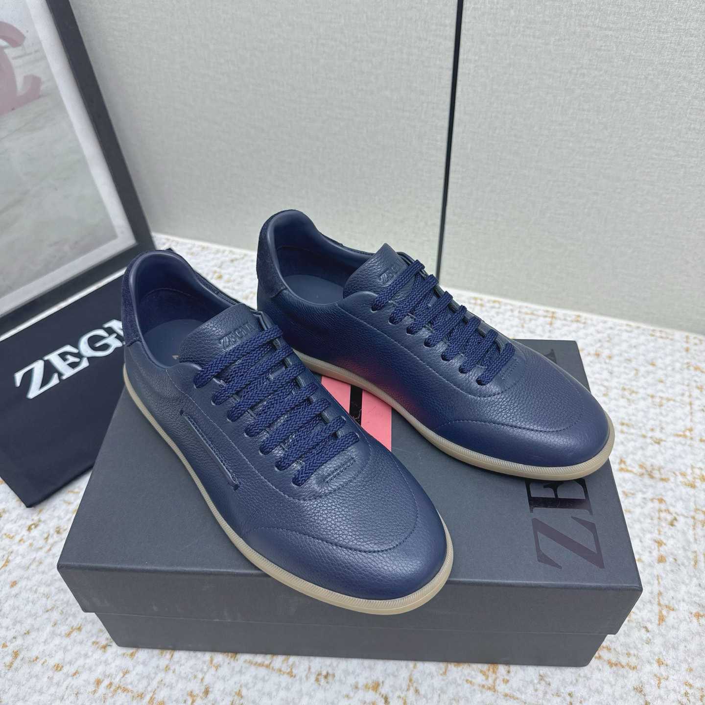 Zegna Grained Leather 232 Sneakers - DesignerGu