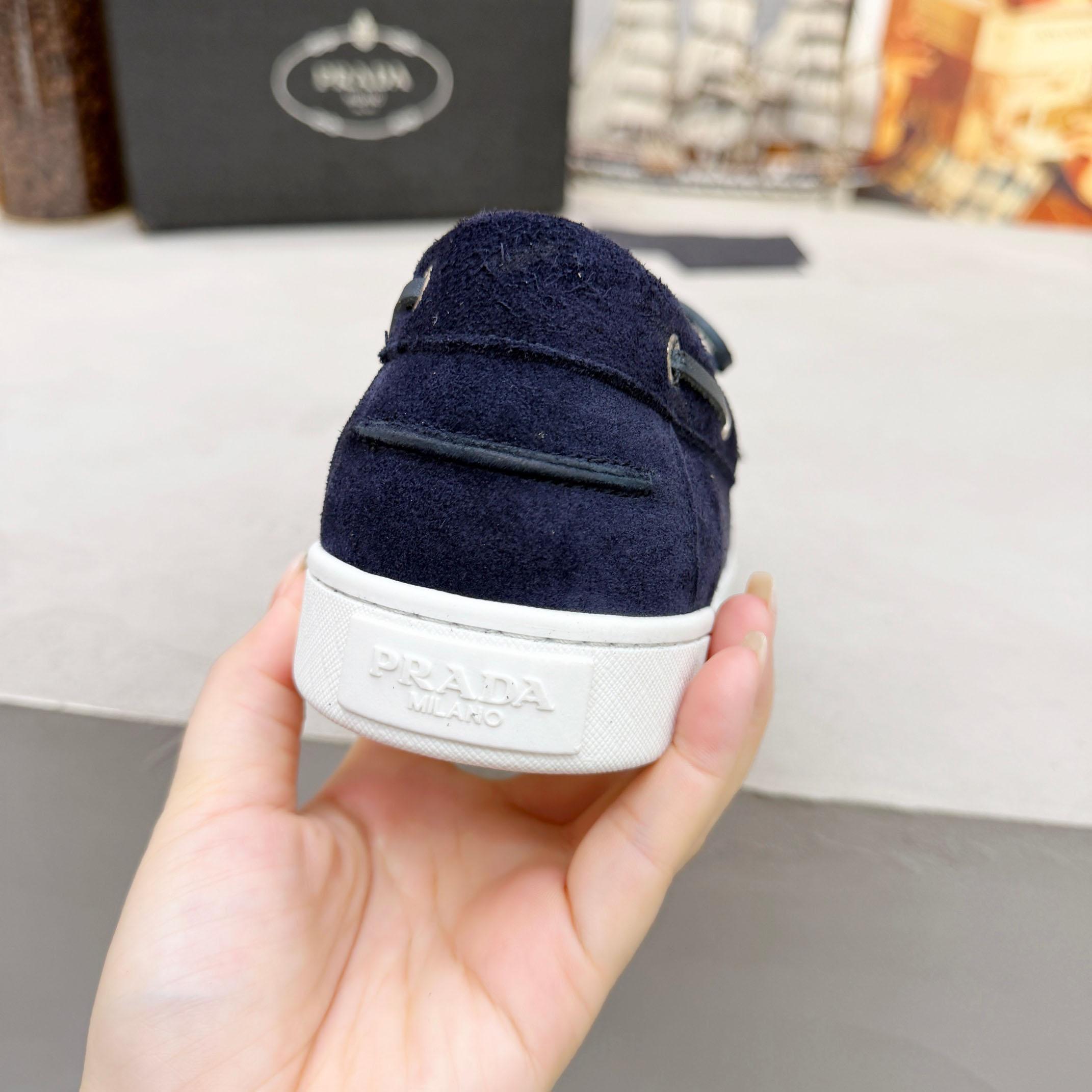 Prada Suede Boat Shoes With Laces - DesignerGu