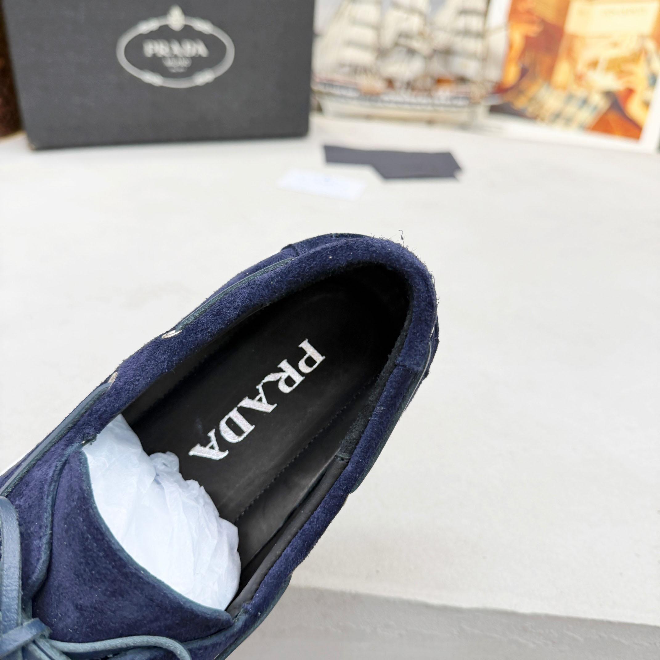 Prada Suede Boat Shoes With Laces - DesignerGu