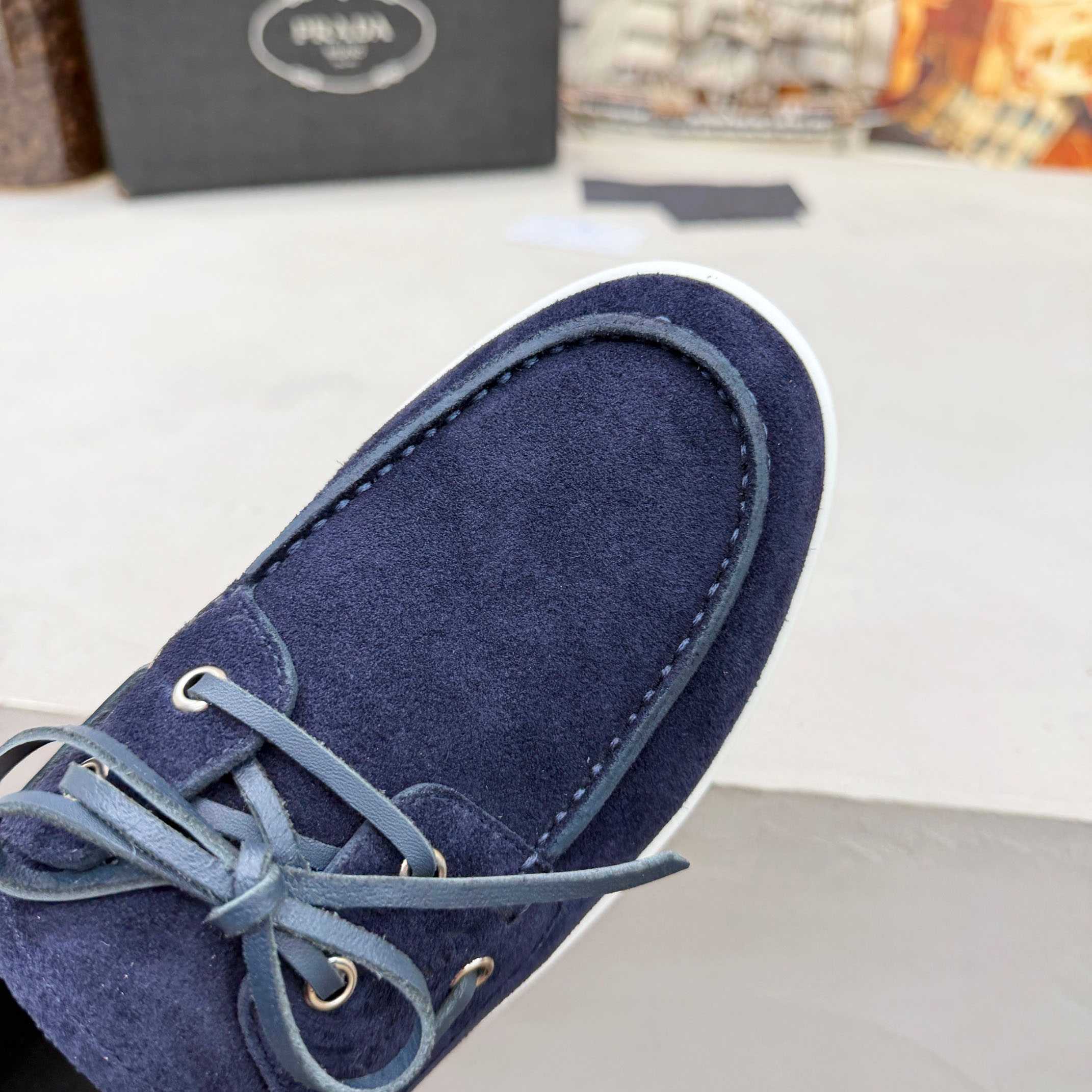 Prada Suede Boat Shoes With Laces - DesignerGu