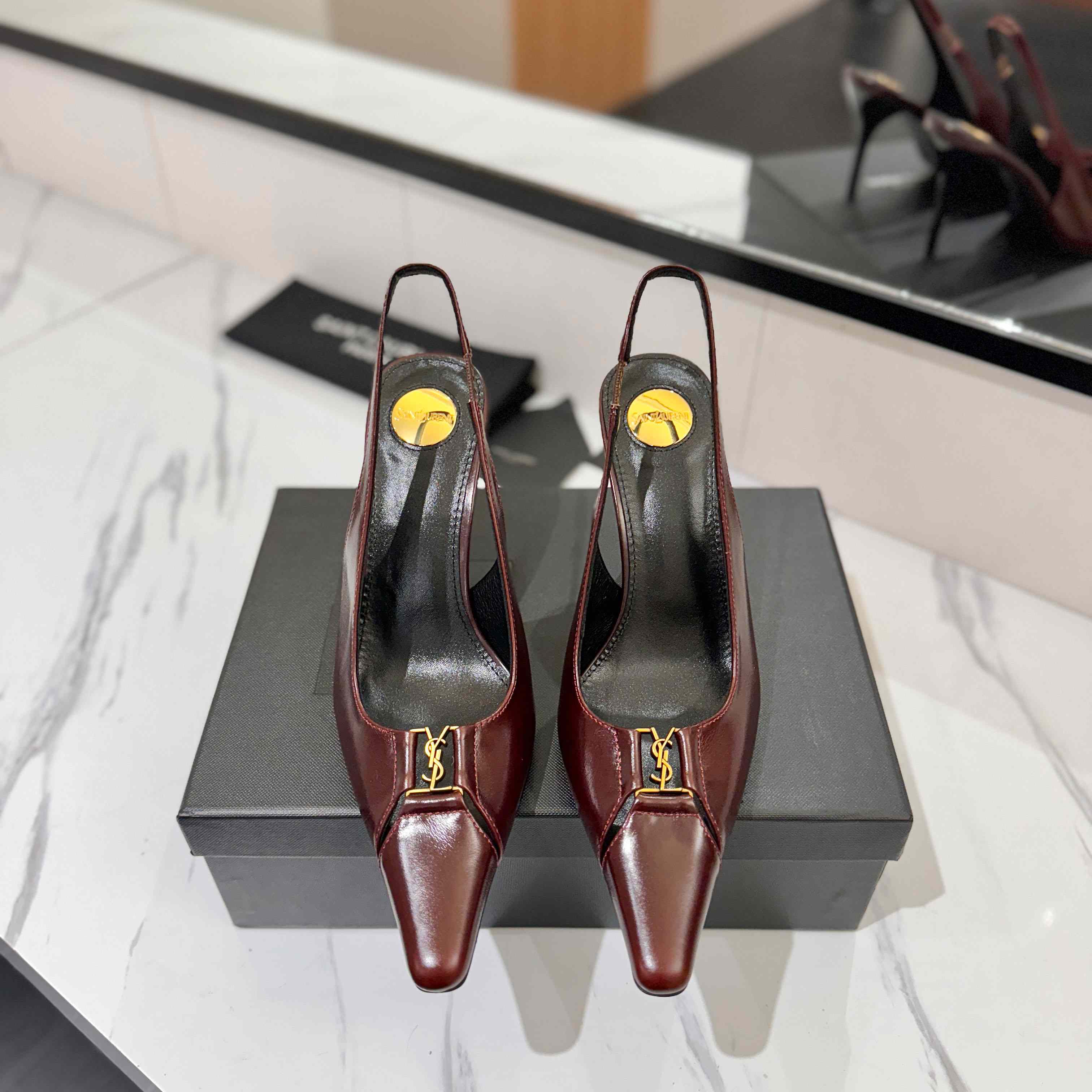Saint Laurent Babylone Breteuil Slingback Pumps - DesignerGu