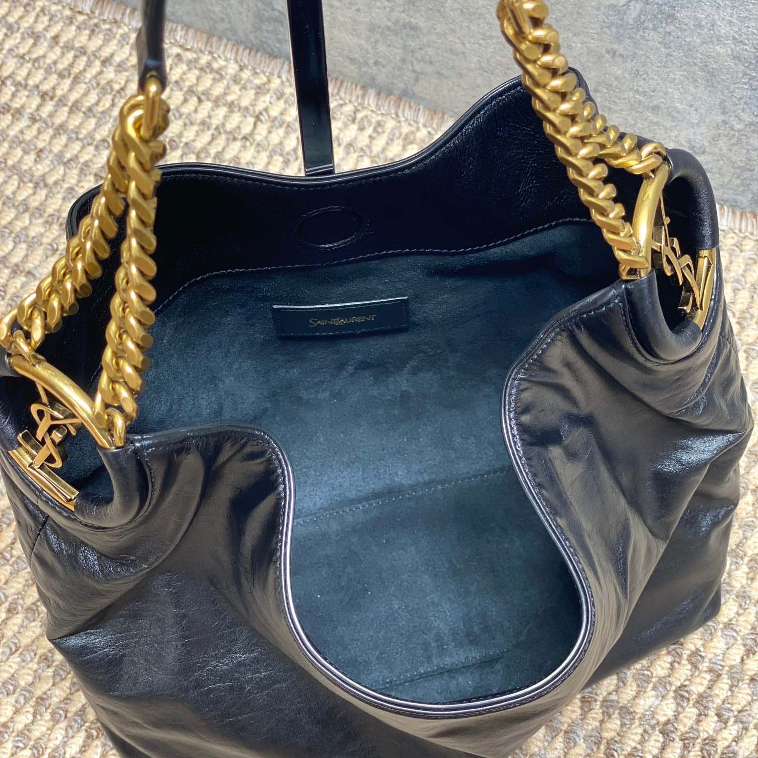 Saint Laurent HORTENSE Small Hobo In Shiny Leather - DesignerGu