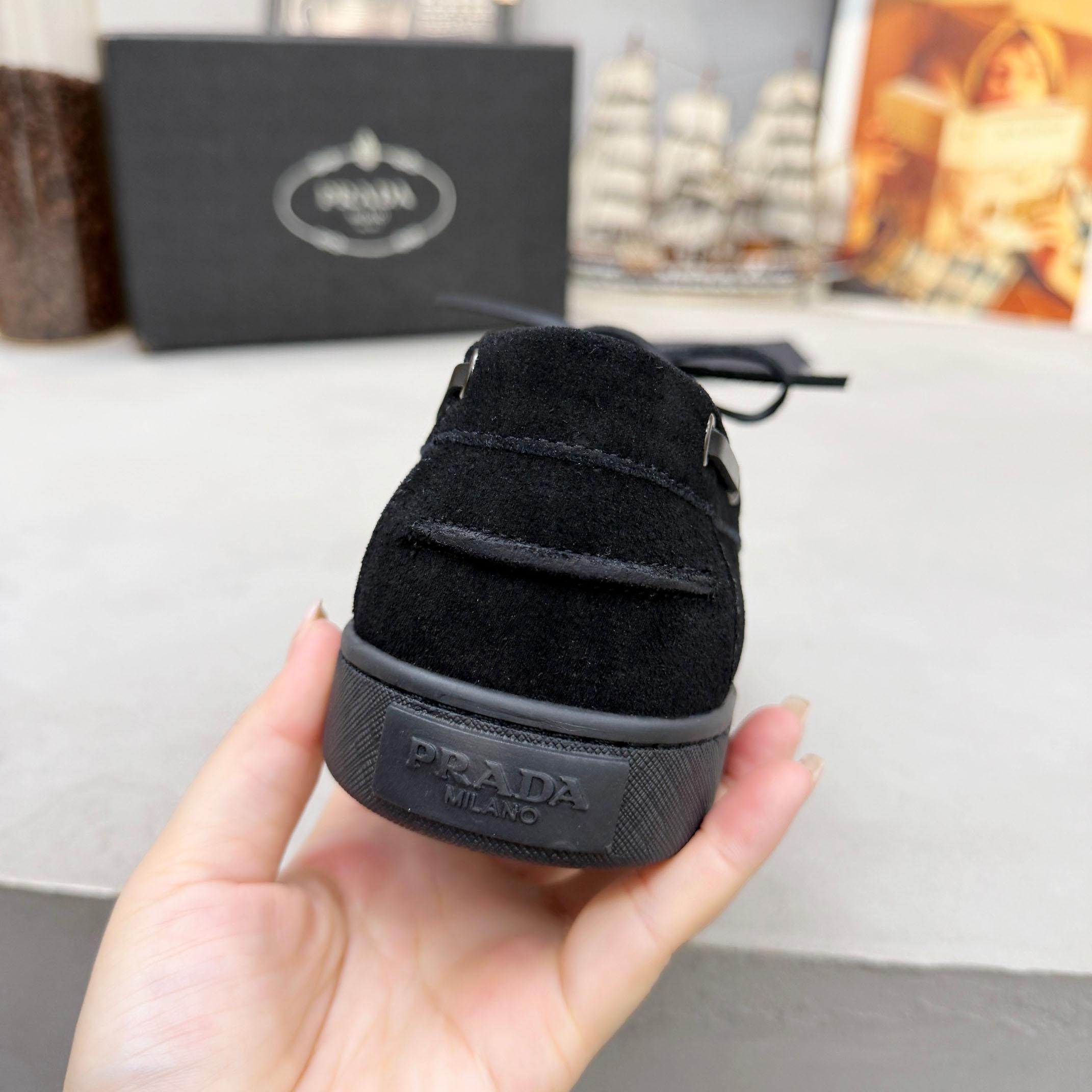 Prada Suede Boat Shoes With Laces - DesignerGu