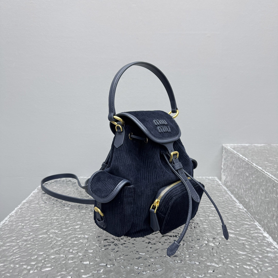 Miu Miu  Medium Corduroy Cotton Backpack - DesignerGu