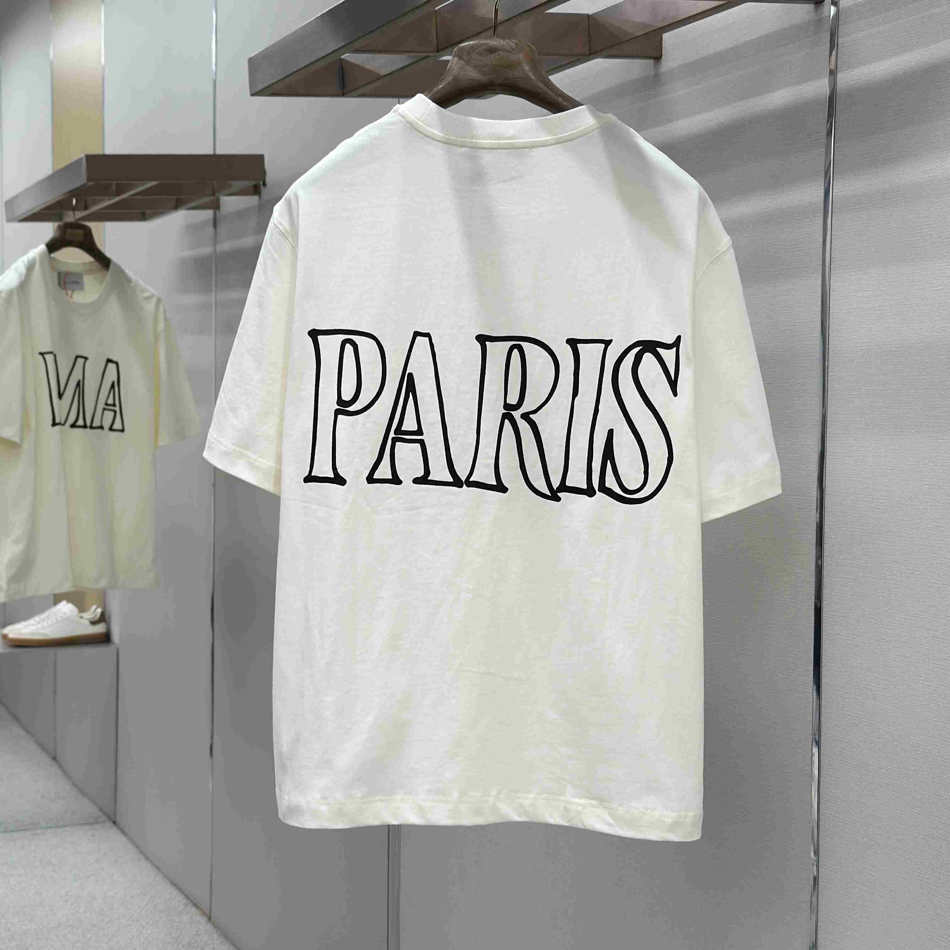 AMI Paris White Cotton Ami Paris Print T-shirt - DesignerGu