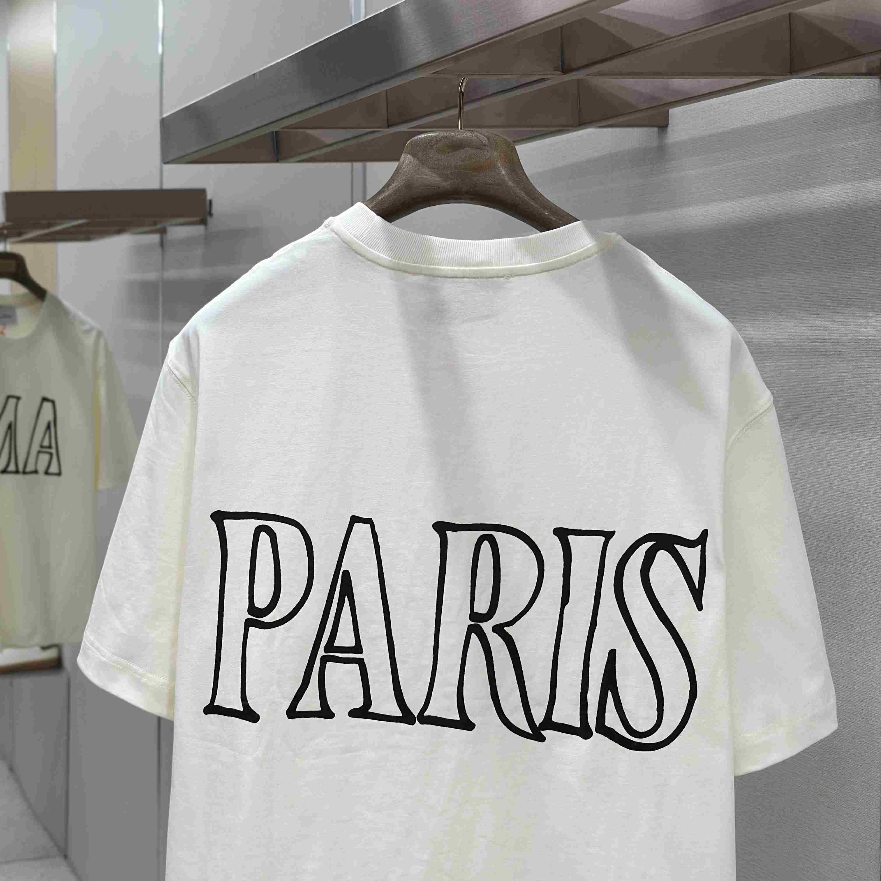 AMI Paris White Cotton Ami Paris Print T-shirt - DesignerGu