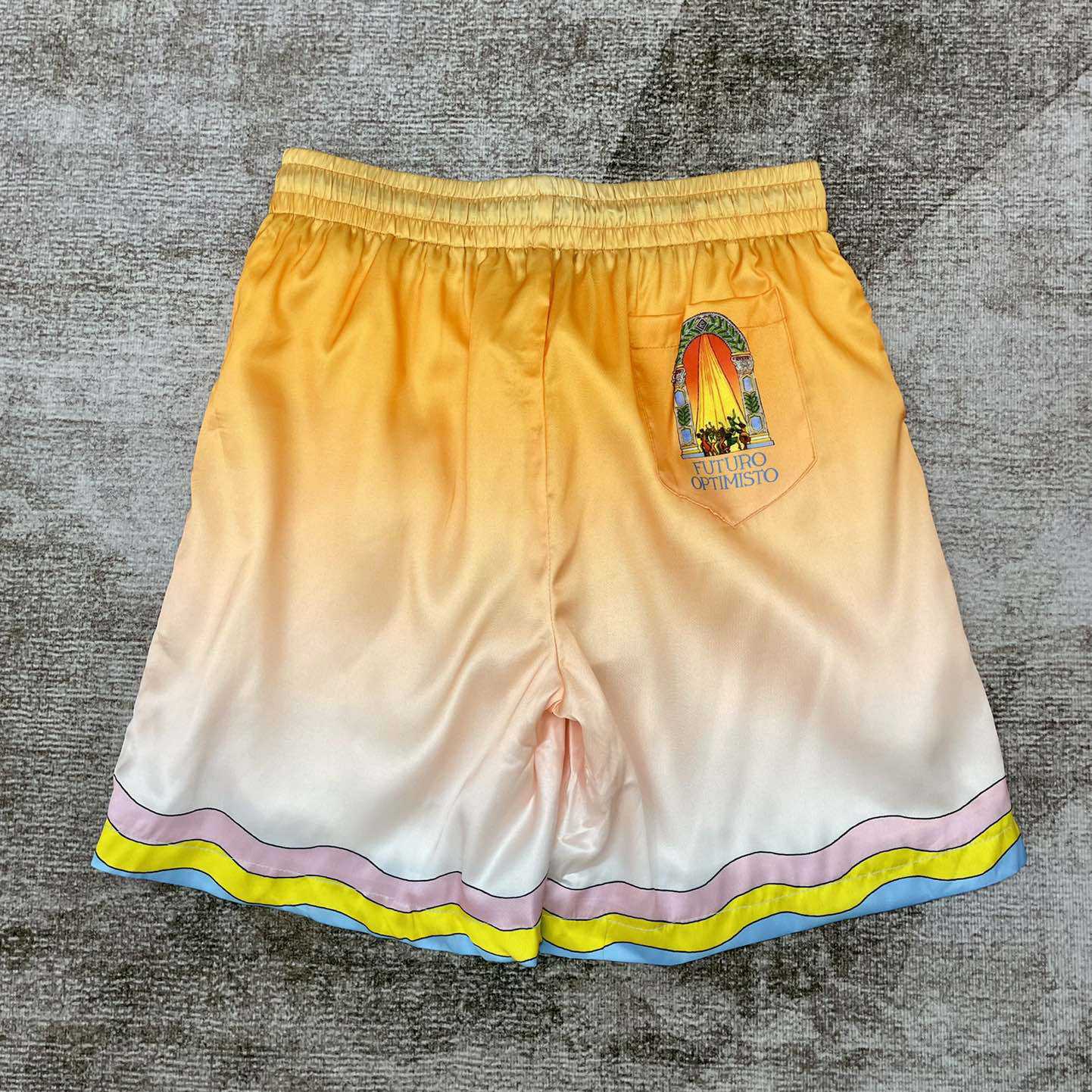 Casablanca Silk Shorts With Drawstrings 'White/Yellow' CA3311 - DesignerGu
