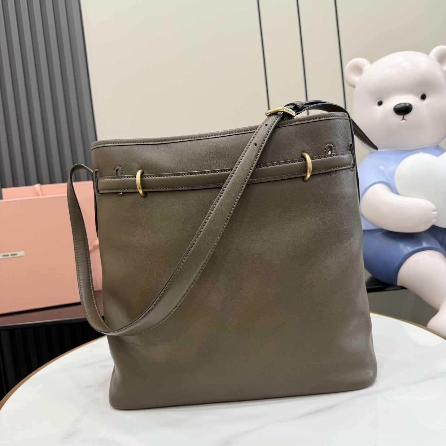 Miu Miu Aventure Nappa Leather Bucket Bag - DesignerGu