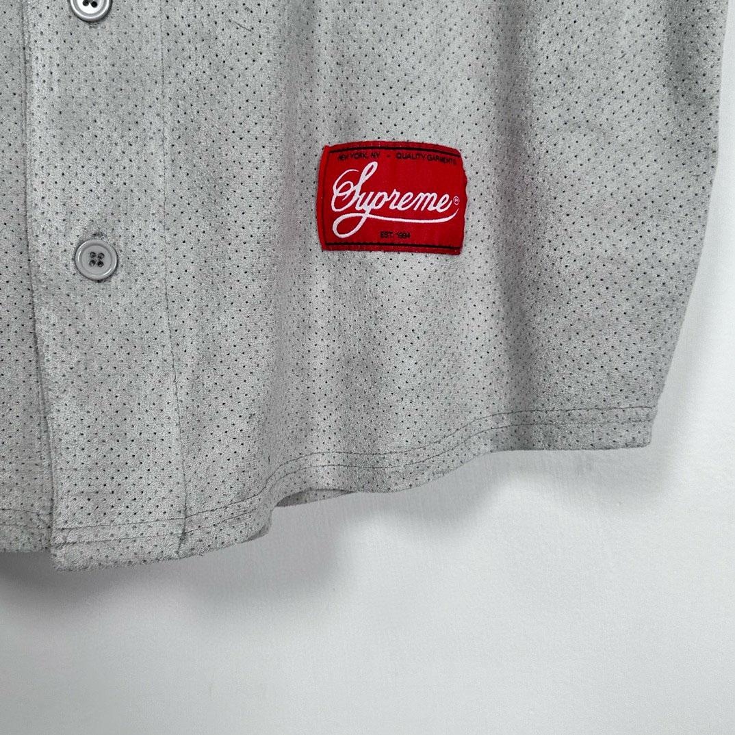 Supreme Ultrasuede Mesh Baseball Jersey 'Grey' - DesignerGu