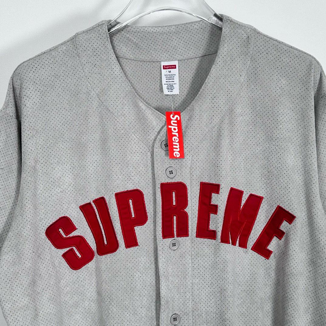 Supreme Ultrasuede Mesh Baseball Jersey 'Grey' - DesignerGu