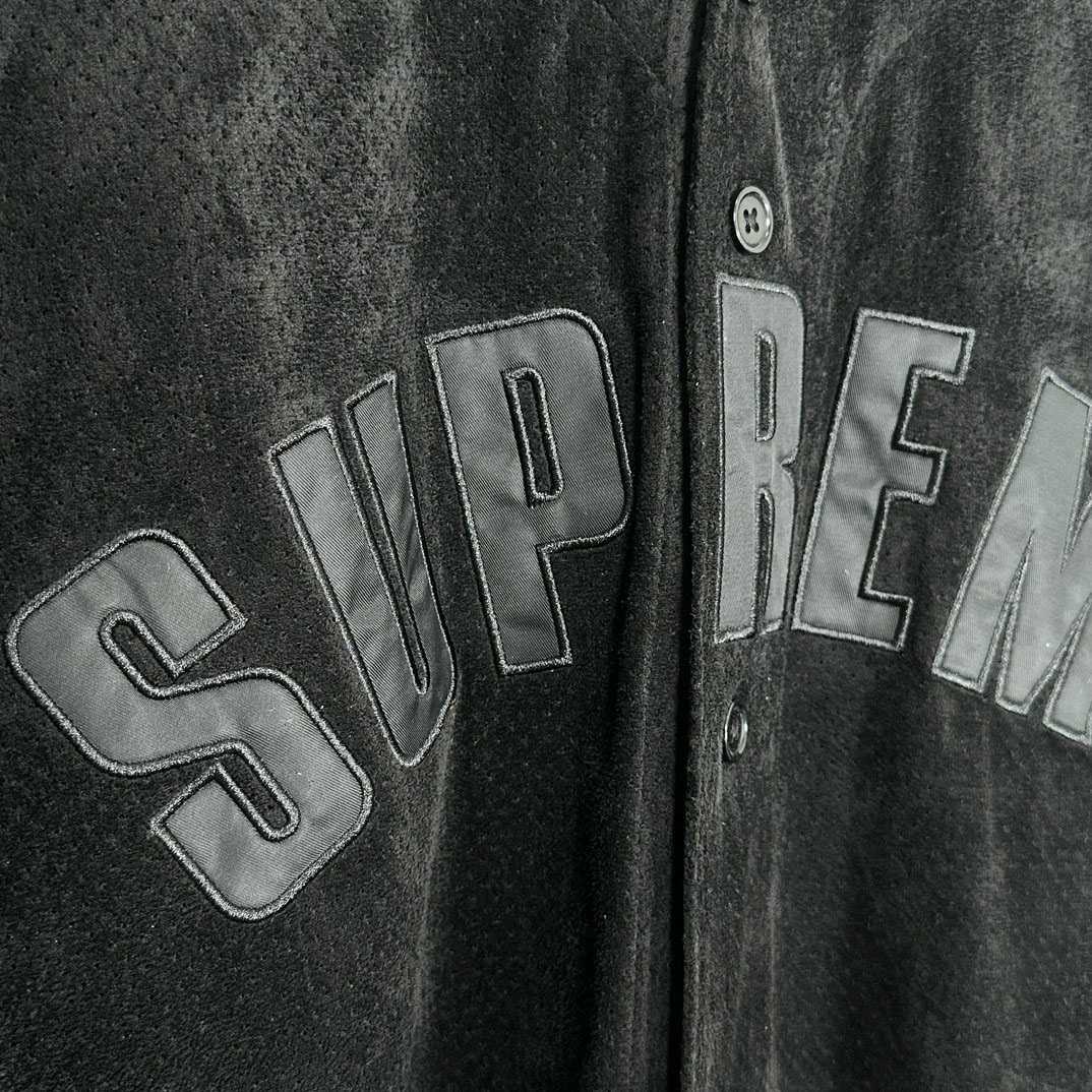 Supreme Ultrasuede Mesh Baseball Jersey 'Black' - DesignerGu
