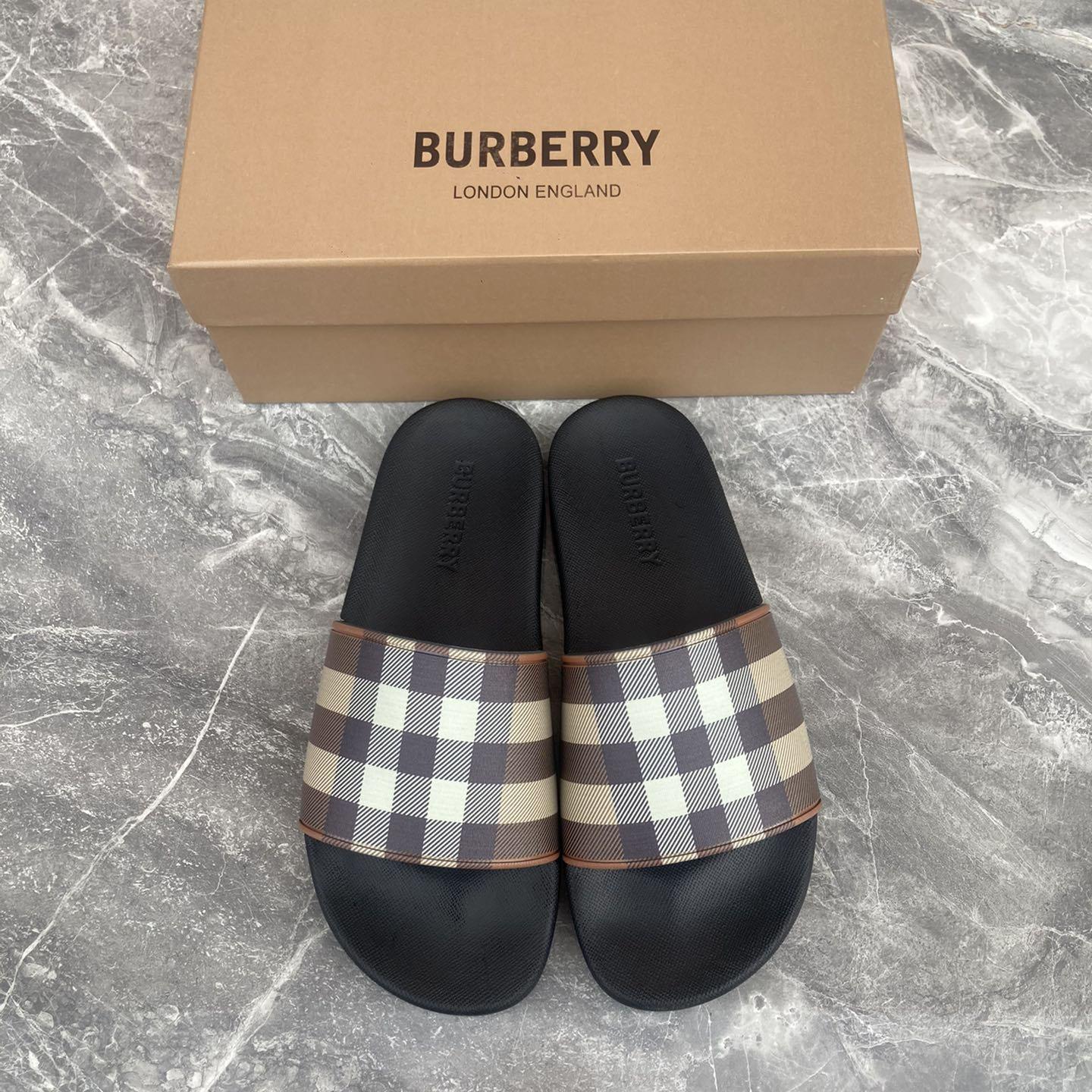 Burberry Furley Check Slide Sandals - DesignerGu