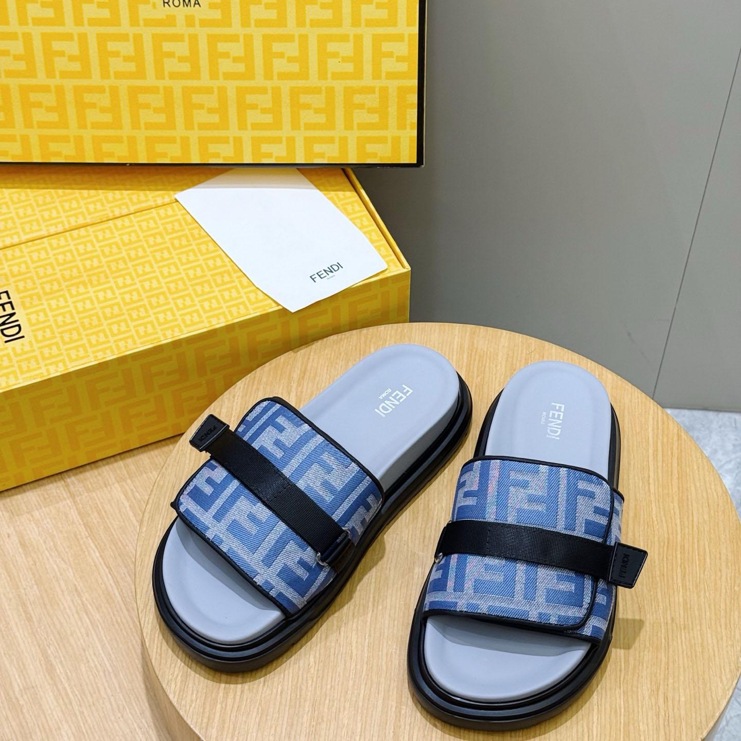 Fendi Jacquard Strap Slides - DesignerGu