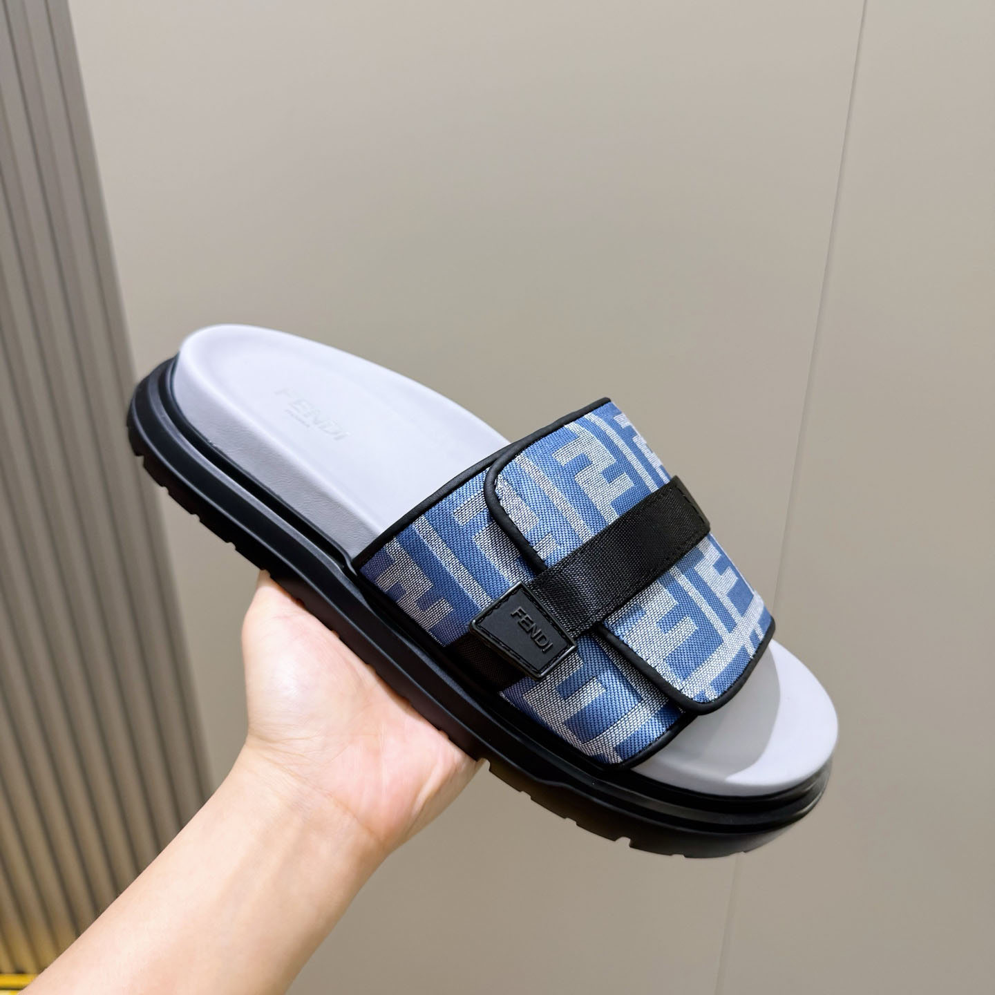 Fendi Jacquard Strap Slides - DesignerGu