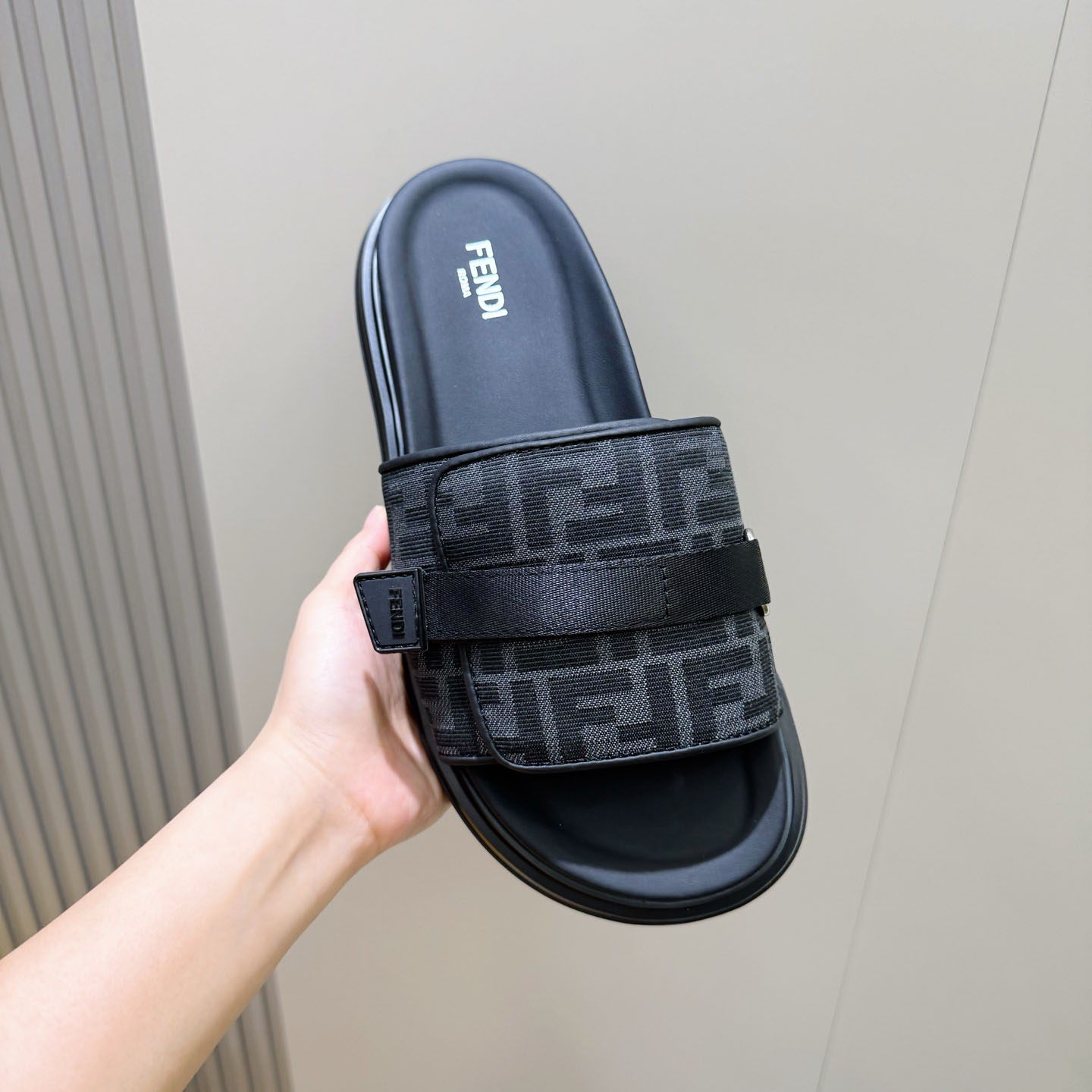 Fendi Jacquard Strap Slides - DesignerGu