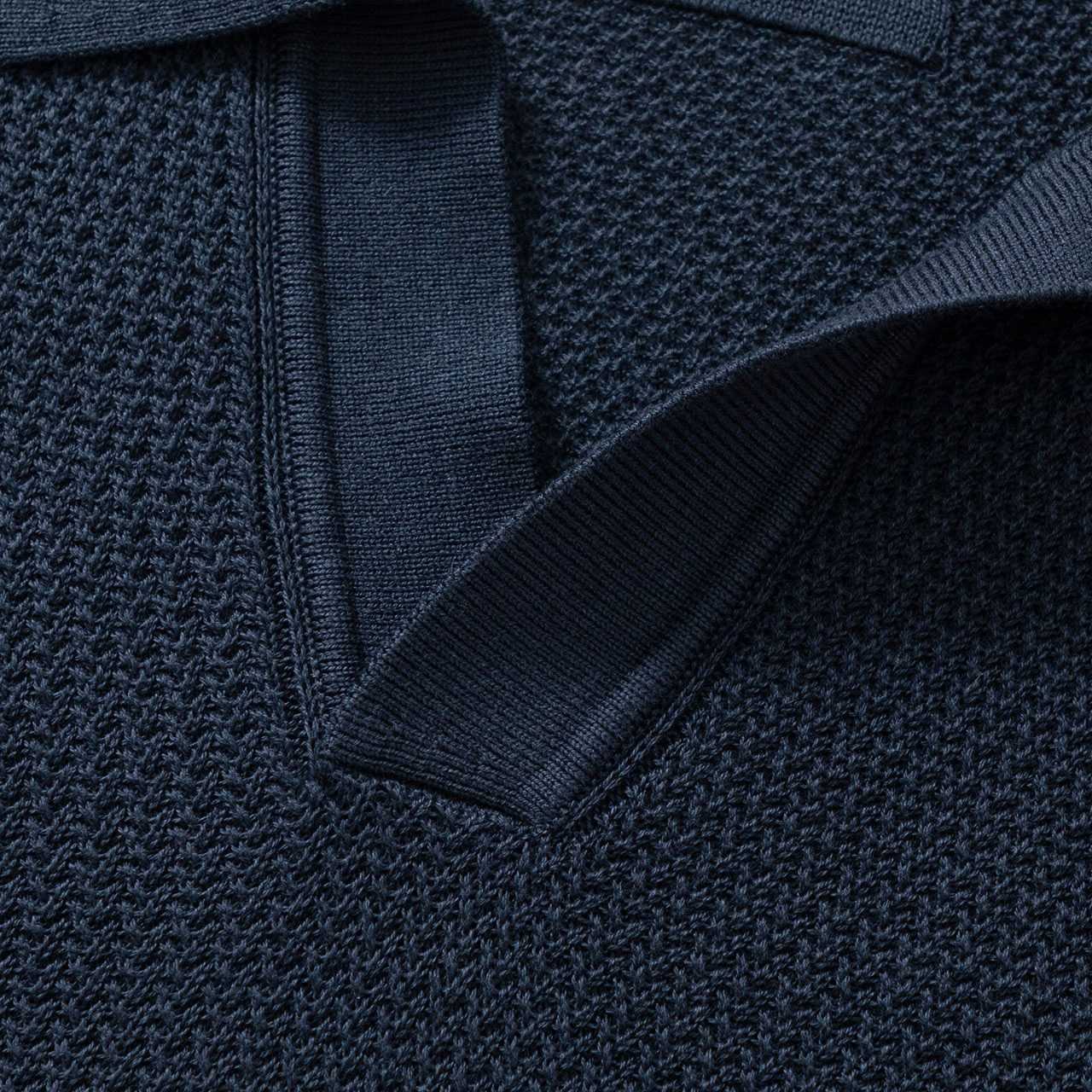 Zegna Premium Cotton Knit Johnny Collar Polo Sweater - DesignerGu