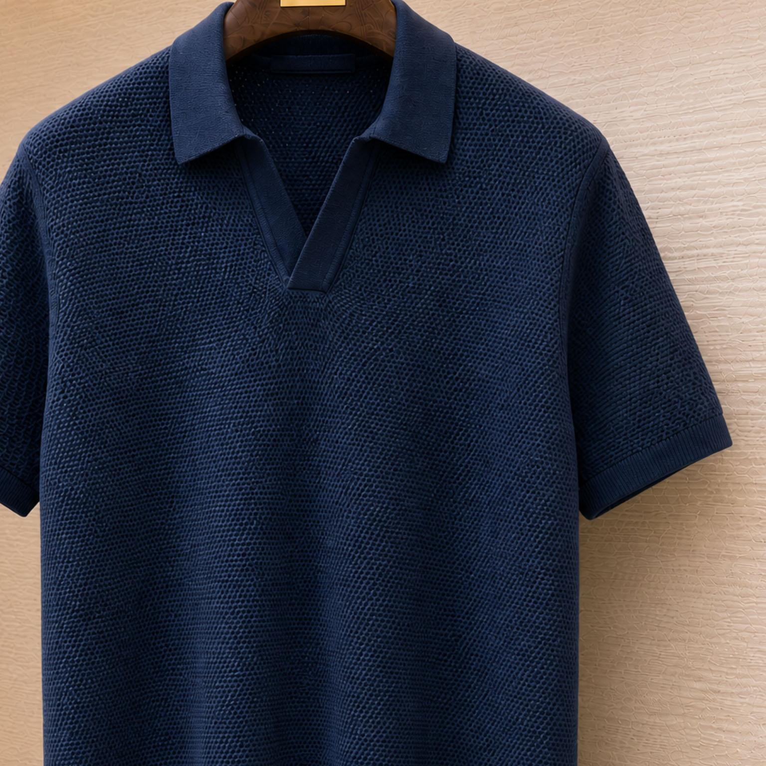 Zegna Premium Cotton Knit Johnny Collar Polo Sweater - DesignerGu