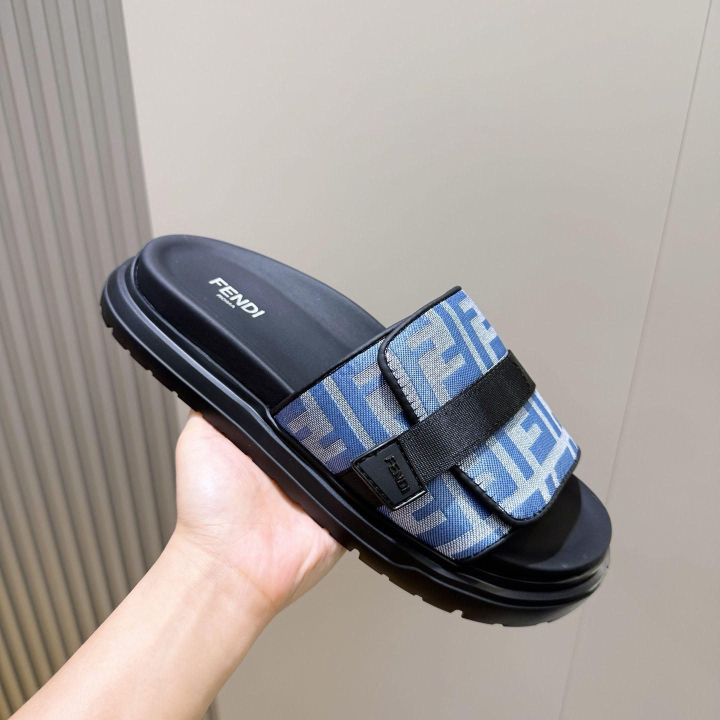 Fendi Jacquard Strap Slides - DesignerGu