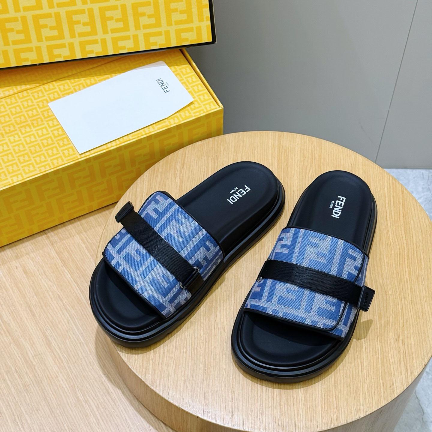 Fendi Jacquard Strap Slides - DesignerGu