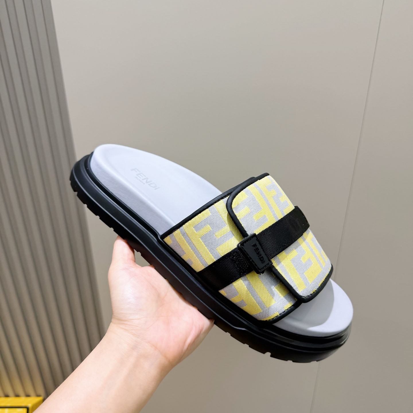 Fendi Jacquard Strap Slides - DesignerGu
