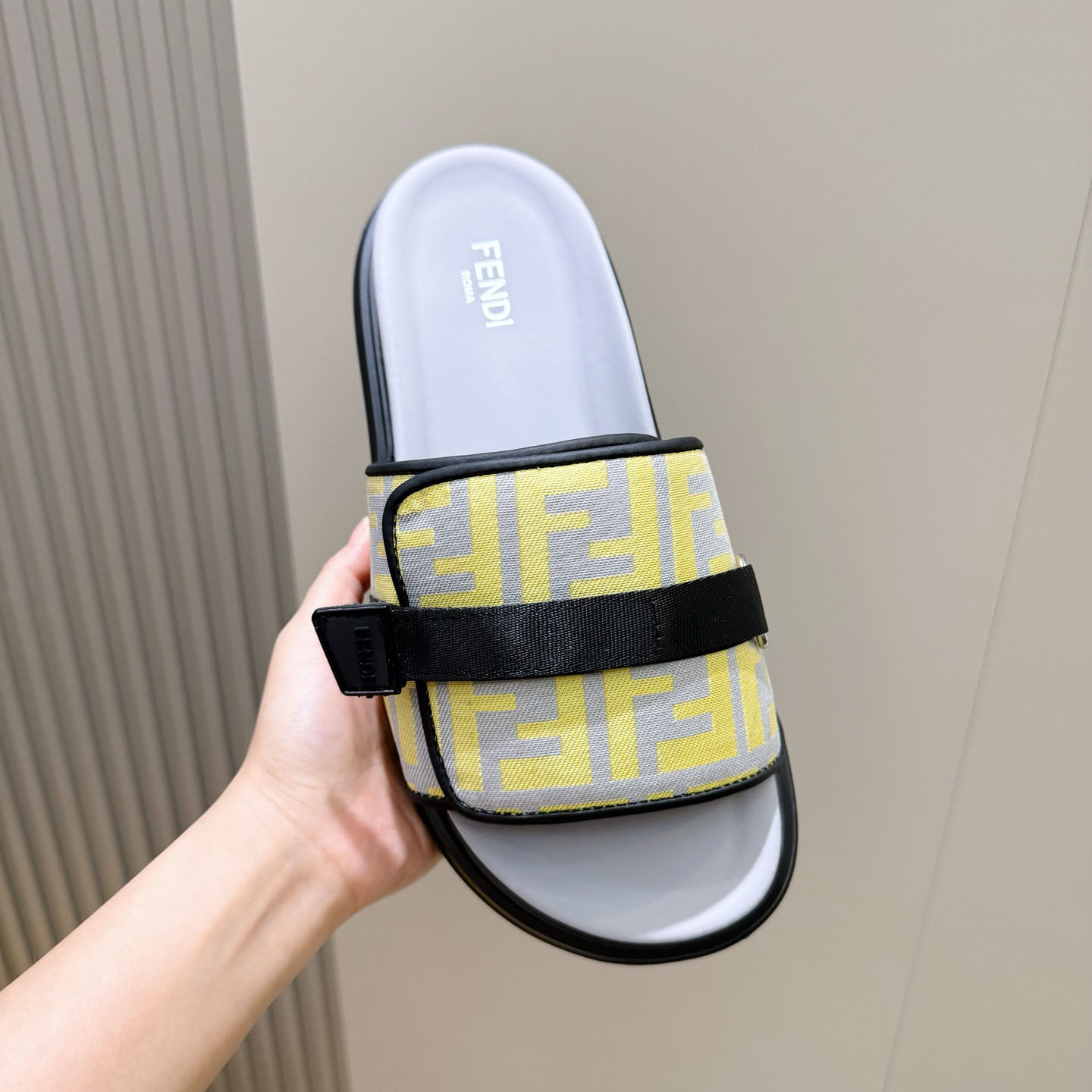 Fendi Jacquard Strap Slides - DesignerGu