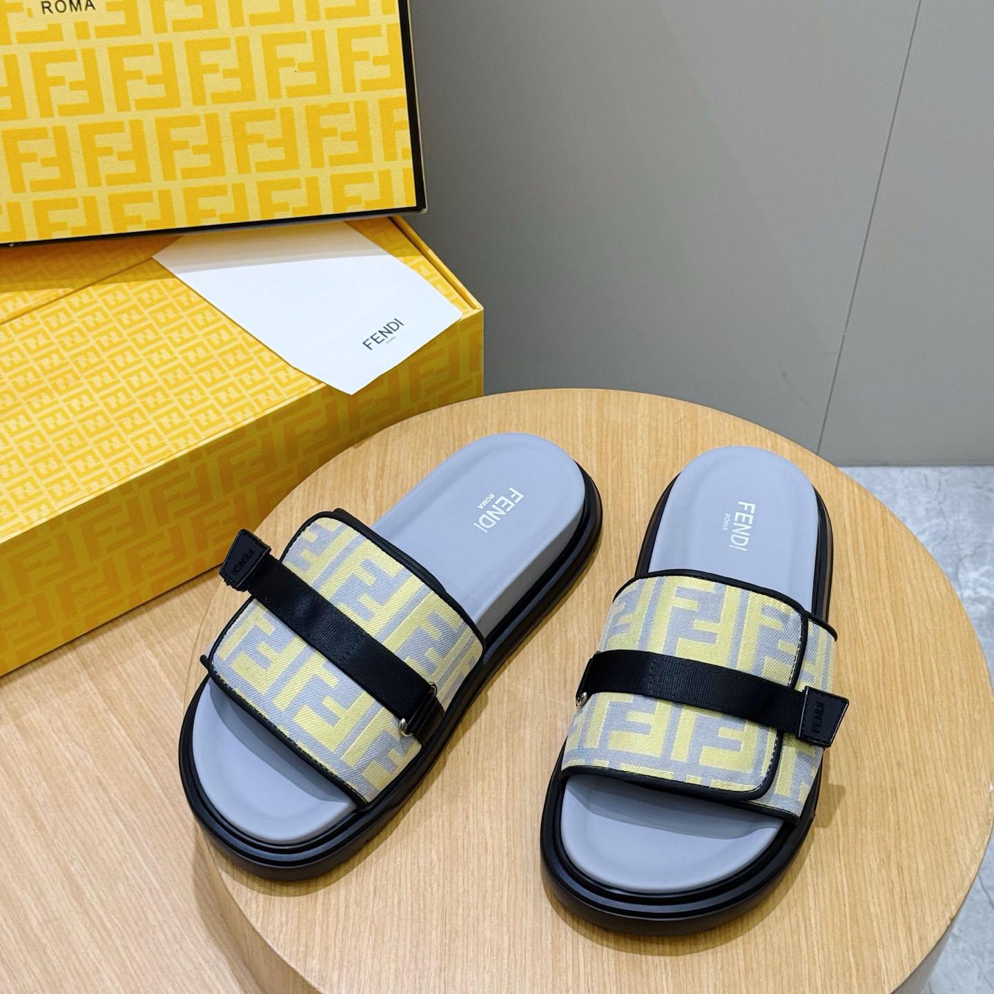 Fendi Jacquard Strap Slides - DesignerGu