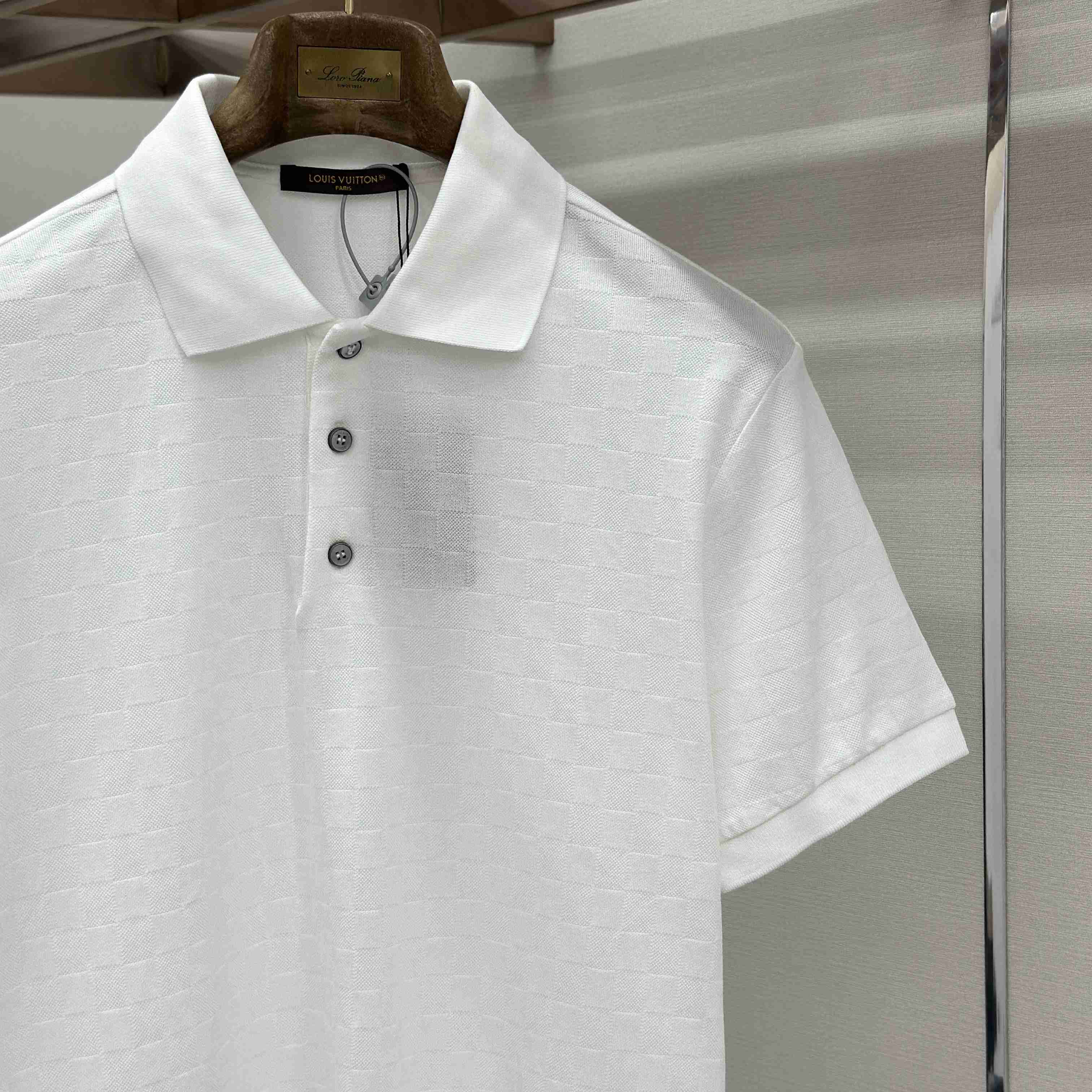 Louis Vuitton Silk-Cotton Damier Pique Polo Shirt 1AJSQK - DesignerGu