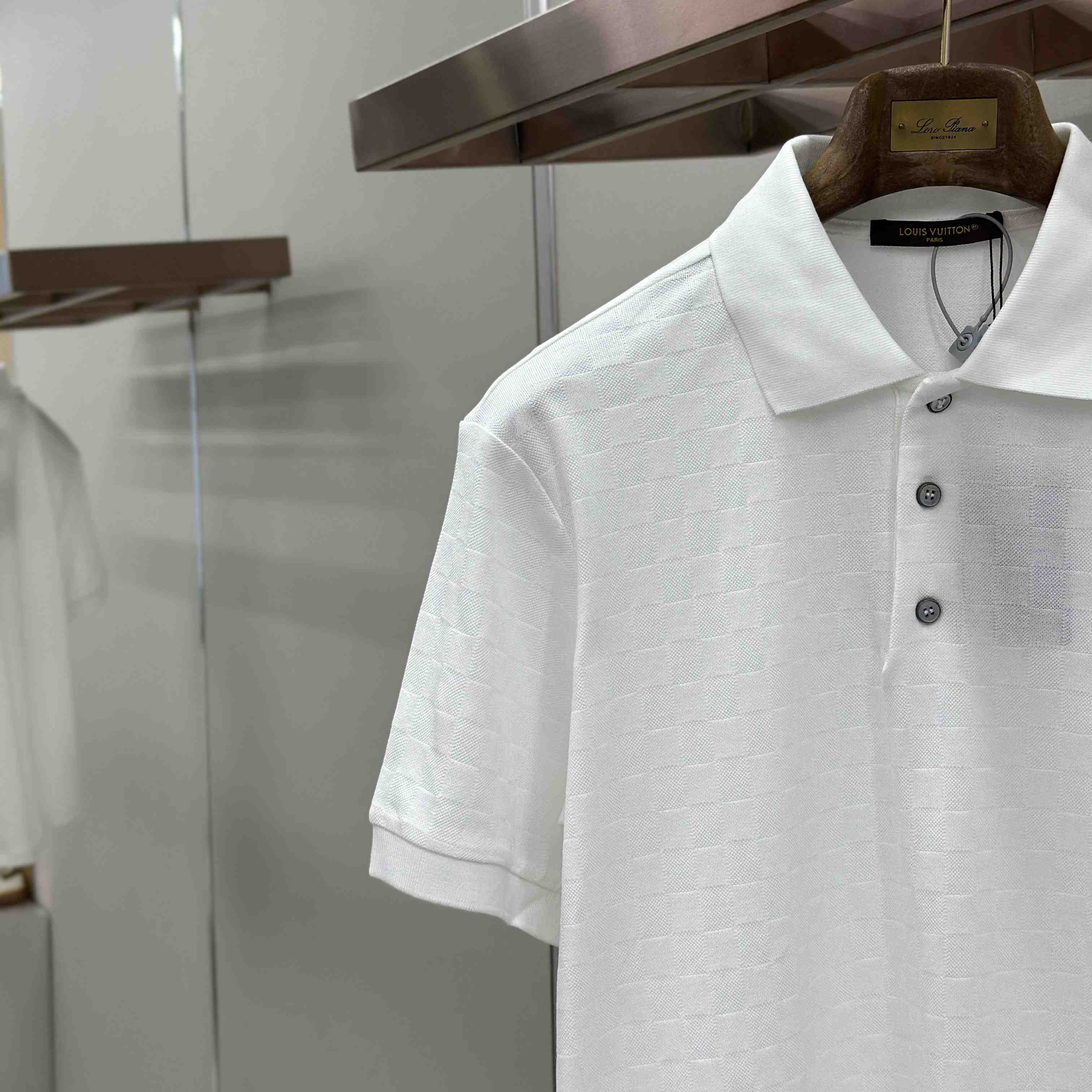 Louis Vuitton Silk-Cotton Damier Pique Polo Shirt 1AJSQK - DesignerGu