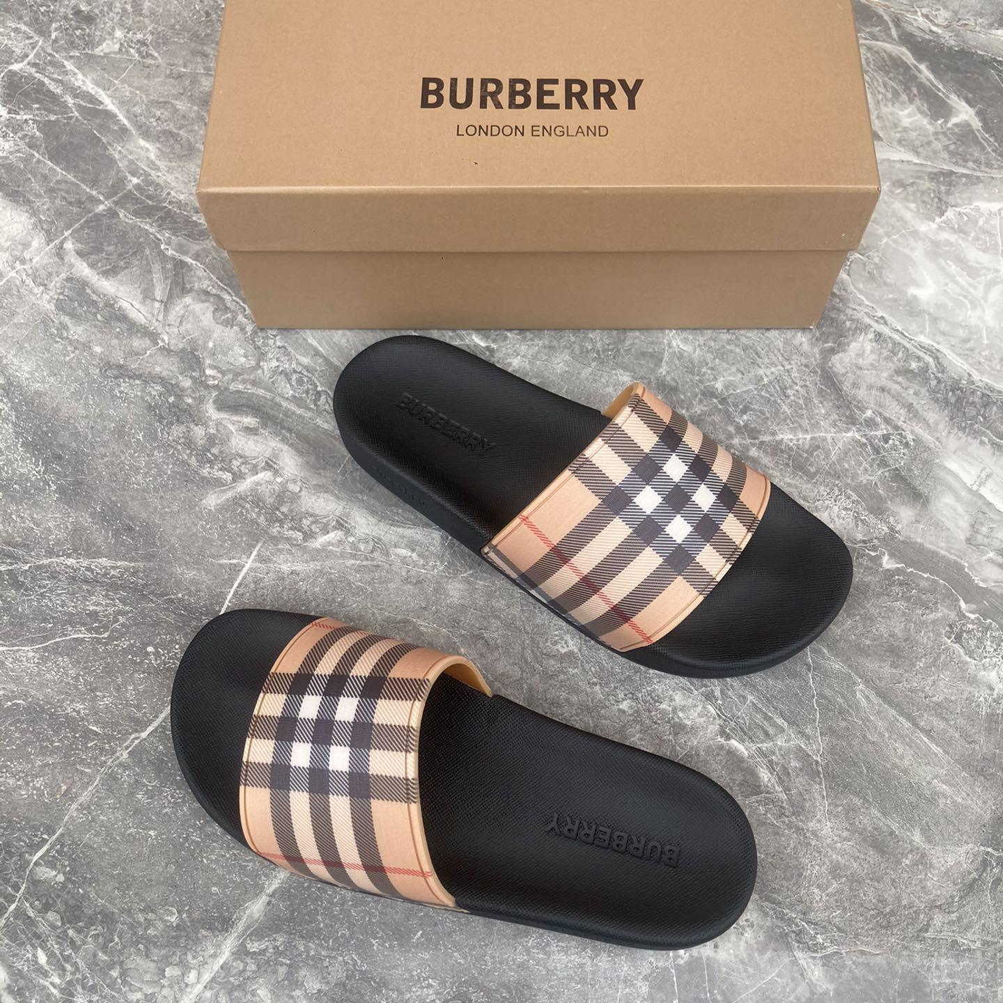 Burberry Furley Check Slide Sandals - DesignerGu