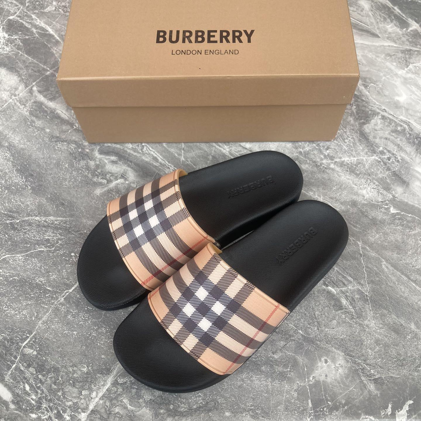 Burberry Furley Check Slide Sandals - DesignerGu