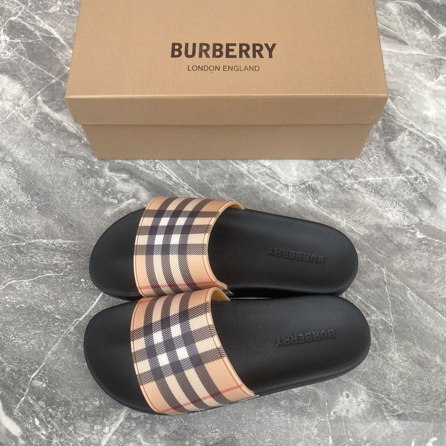 Burberry Furley Check Slide Sandals - DesignerGu