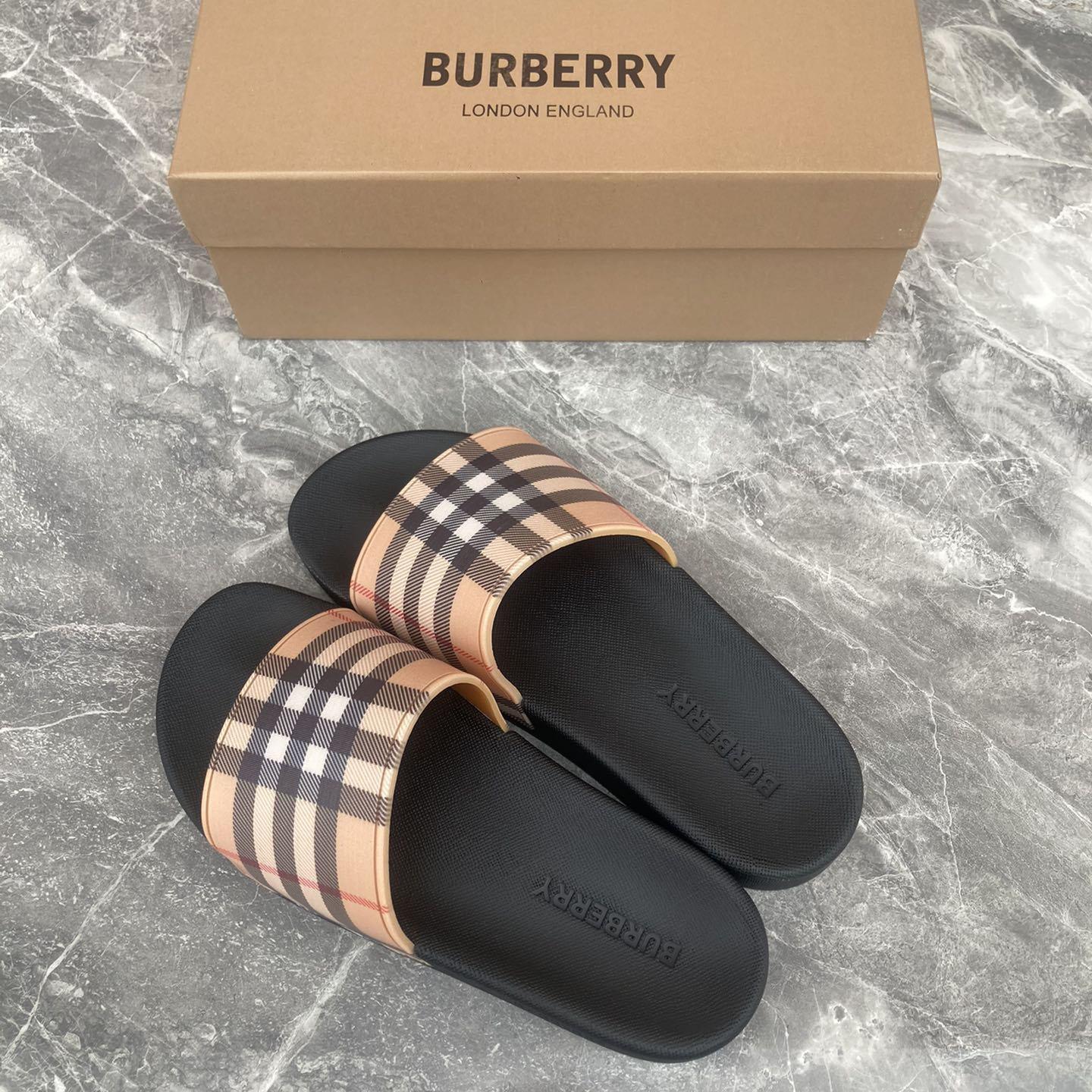 Burberry Furley Check Slide Sandals - DesignerGu