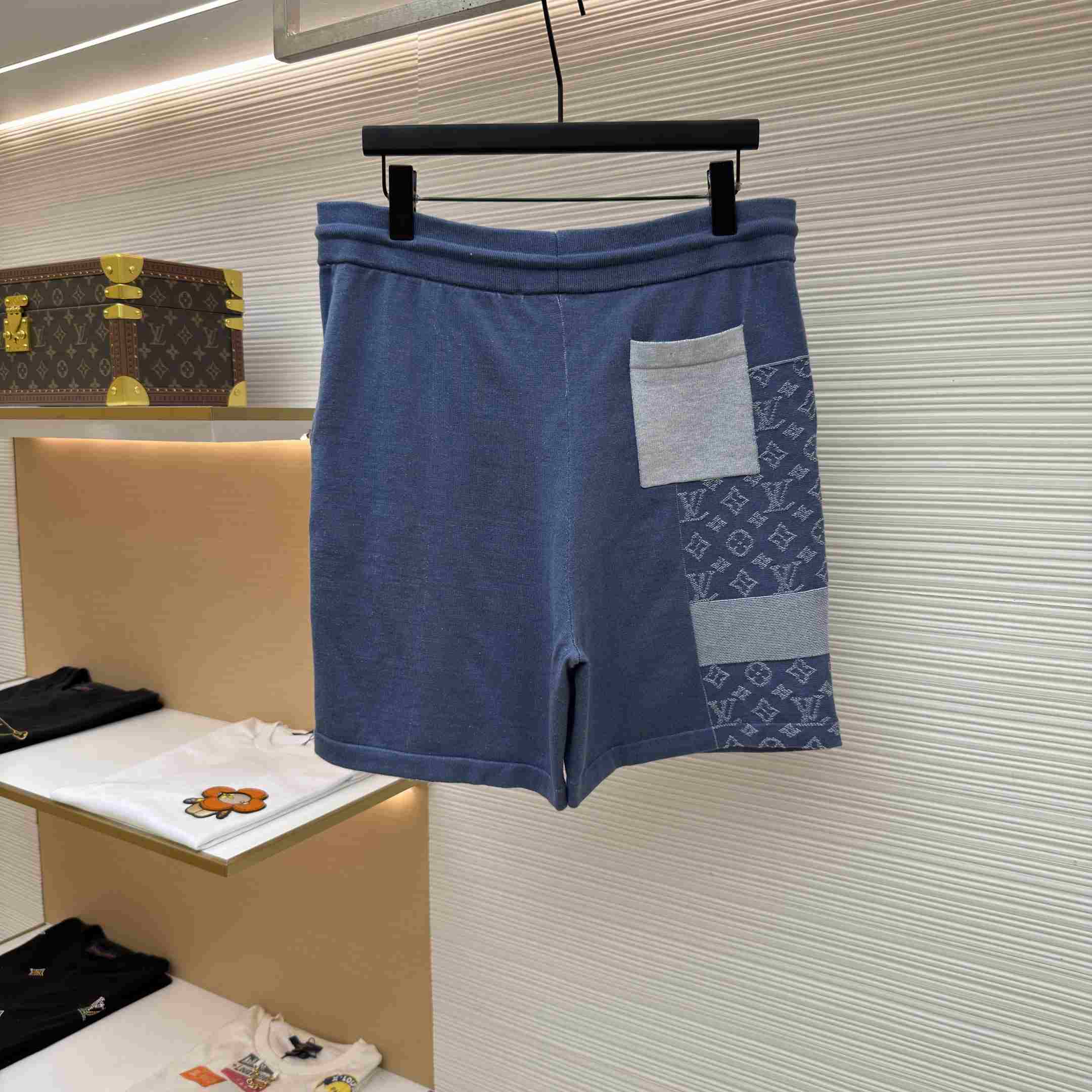 Louis Vuitton Knitted Patchwork Denim Shorts - DesignerGu