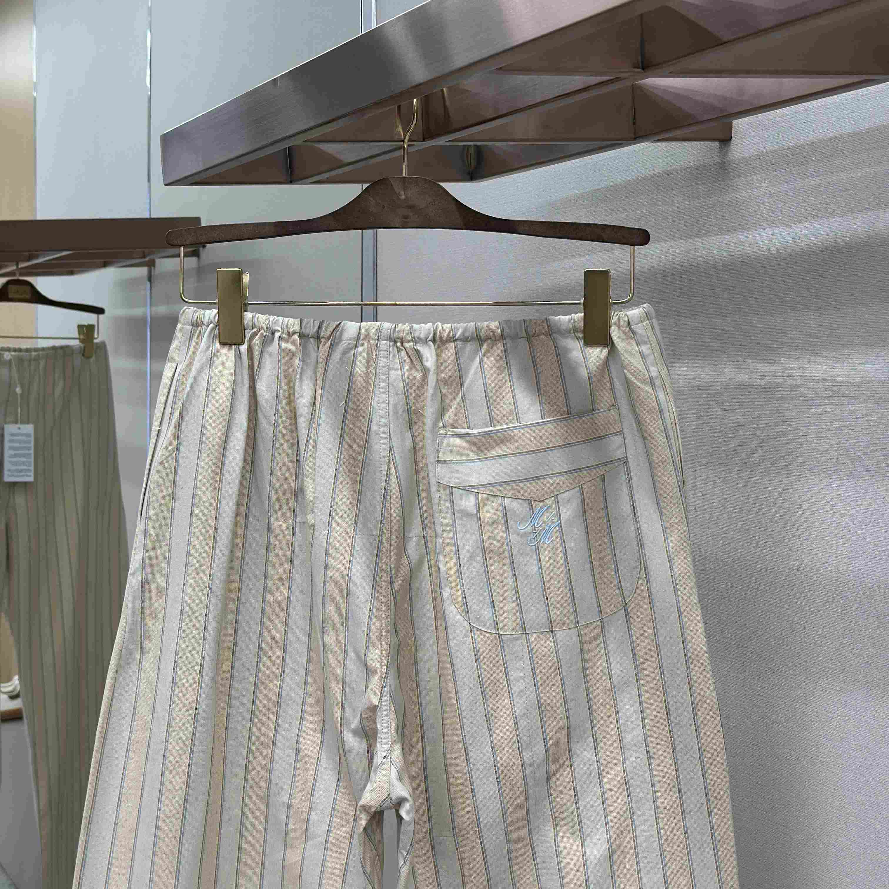 Maison Margiela Natural Striped Pocket Pants - DesignerGu