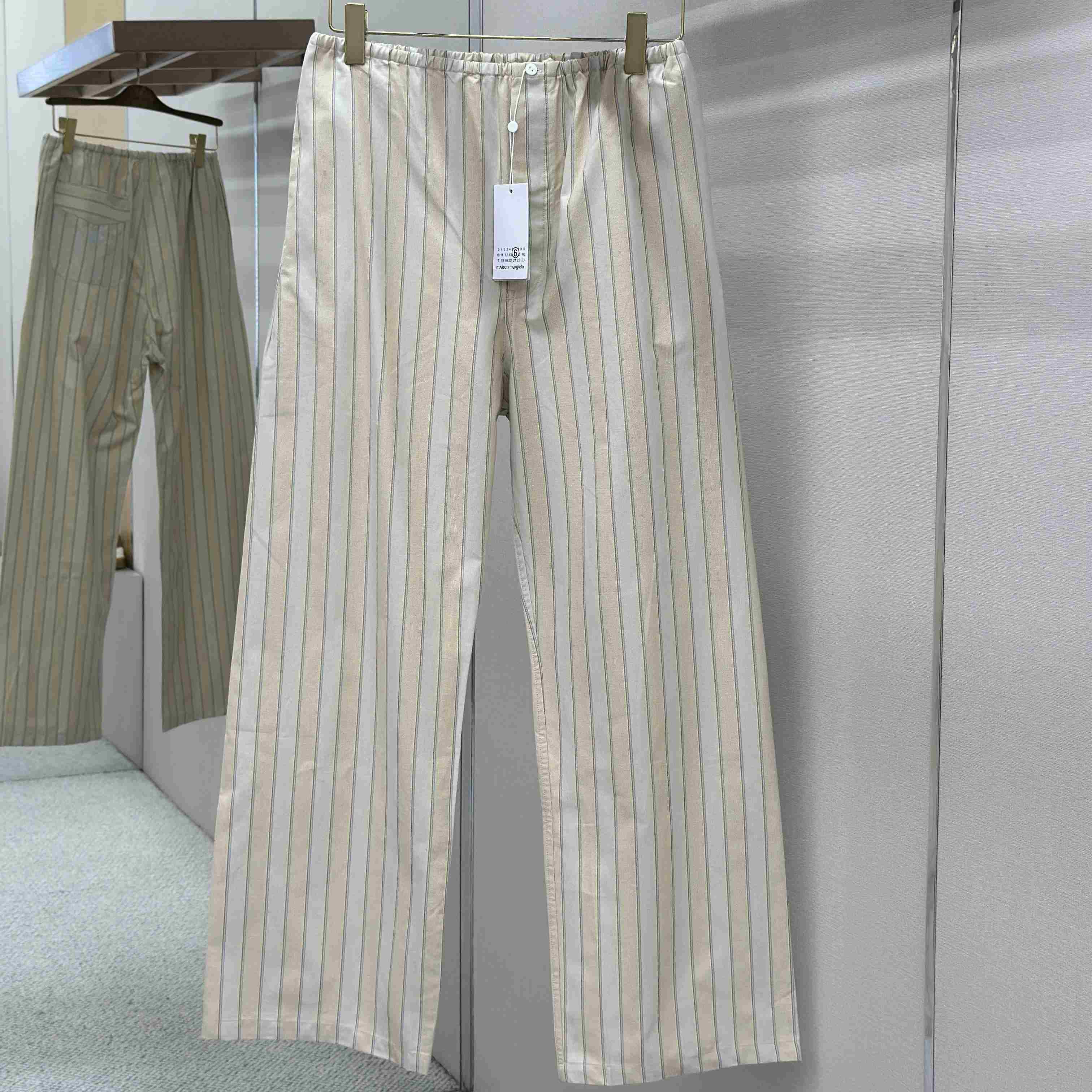 Maison Margiela Natural Striped Pocket Pants - DesignerGu