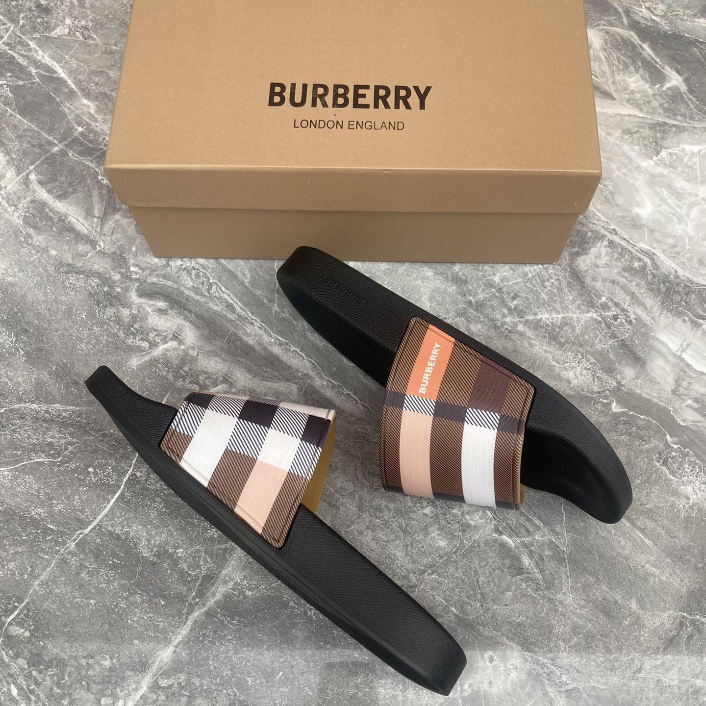 Burberry Furley Check Slide Sandals - DesignerGu