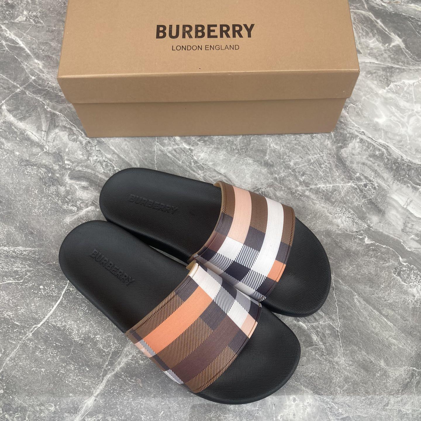Burberry Furley Check Slide Sandals - DesignerGu
